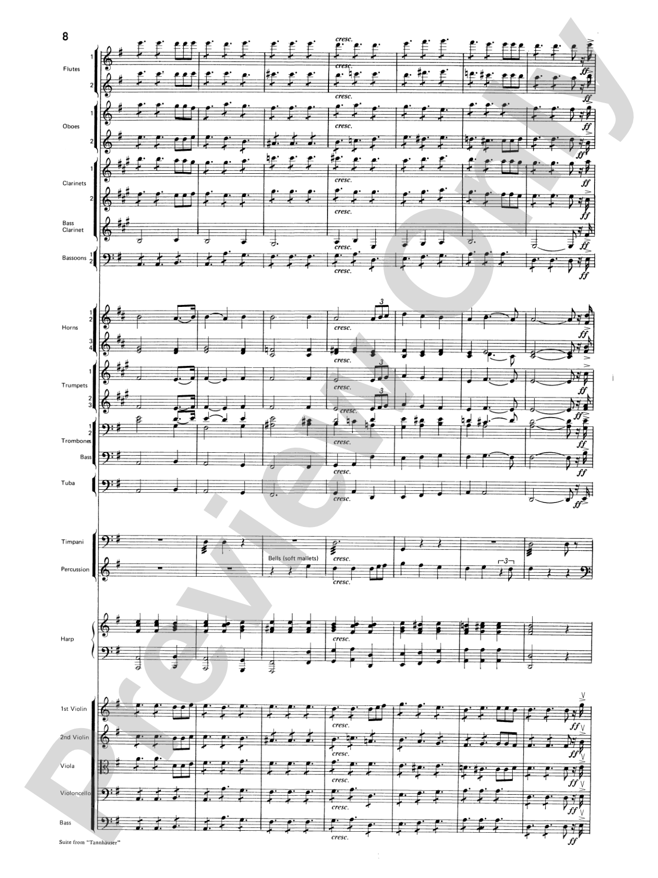 Suite from Tannhäuser: Full Orchestra Conductor Score & Parts