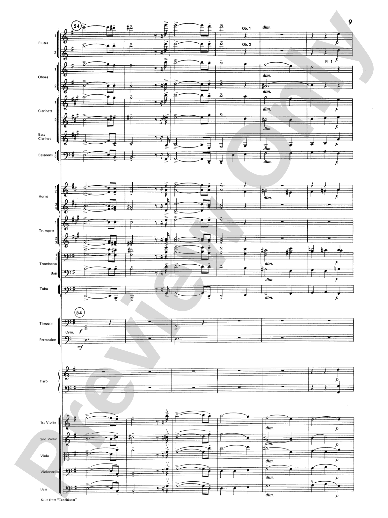 Suite from Tannhäuser: Full Orchestra Conductor Score & Parts