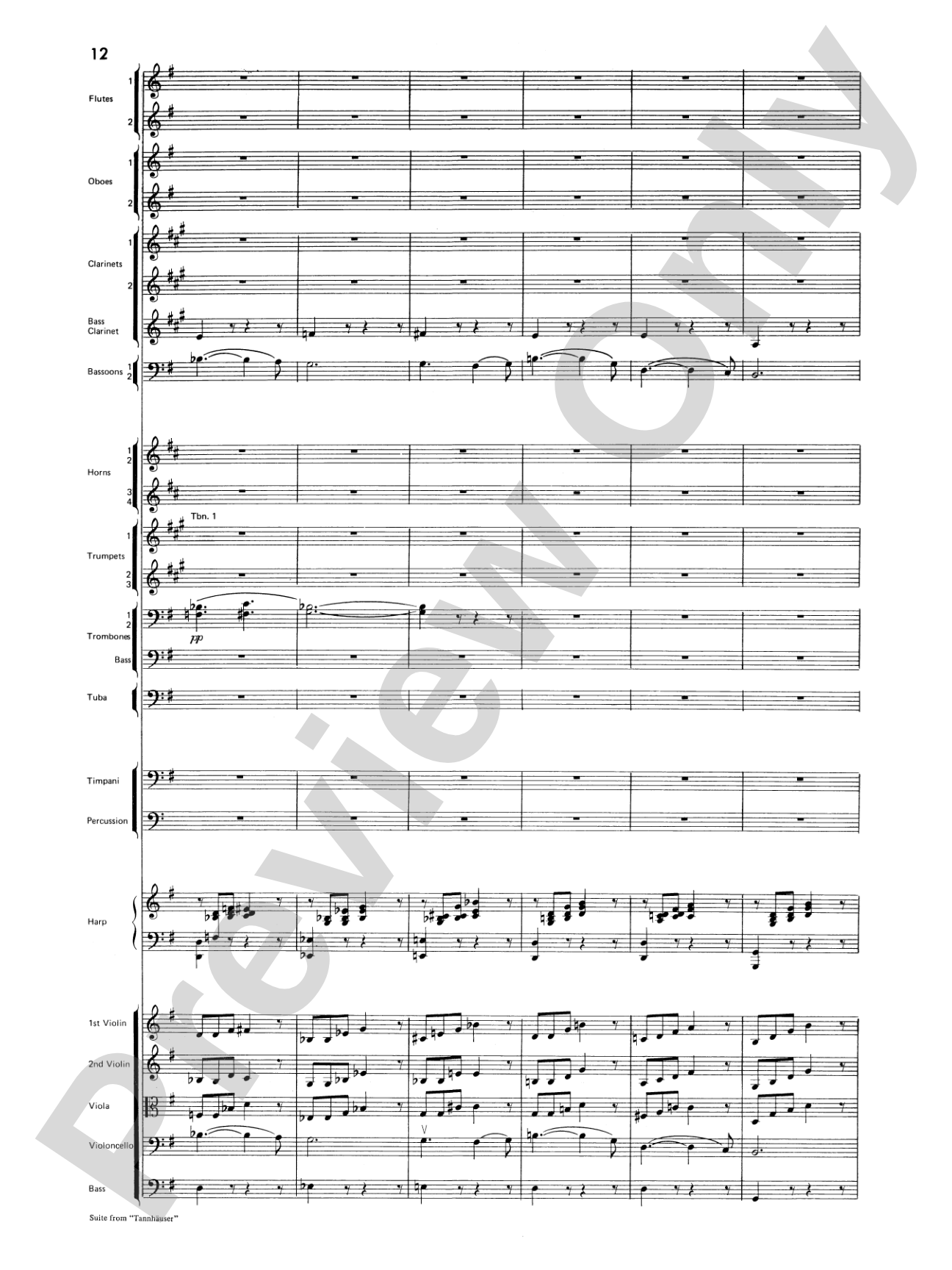 Suite from Tannhäuser: Full Orchestra Conductor Score & Parts