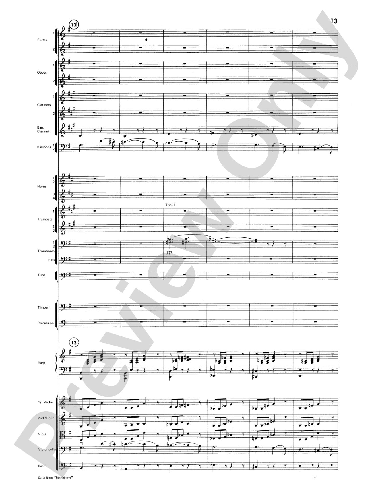 Suite from Tannhäuser: Full Orchestra Conductor Score & Parts