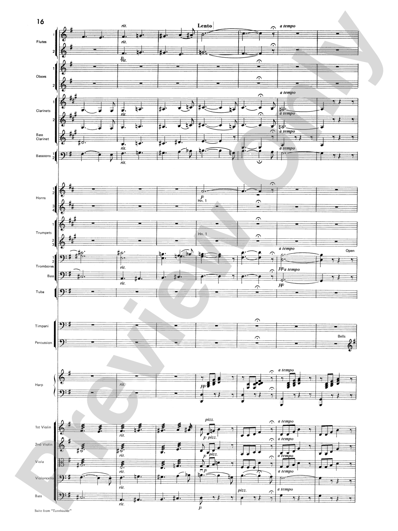 Suite from Tannhäuser: Full Orchestra Conductor Score & Parts