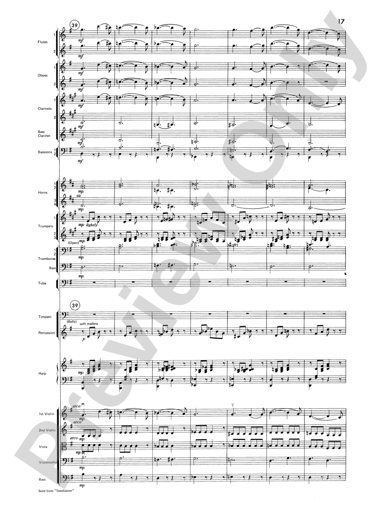 Suite from Tannhäuser: Full Orchestra Conductor Score & Parts