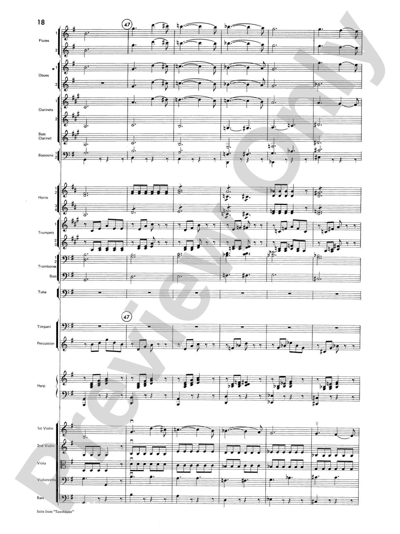 Suite from Tannhäuser: Full Orchestra Conductor Score & Parts