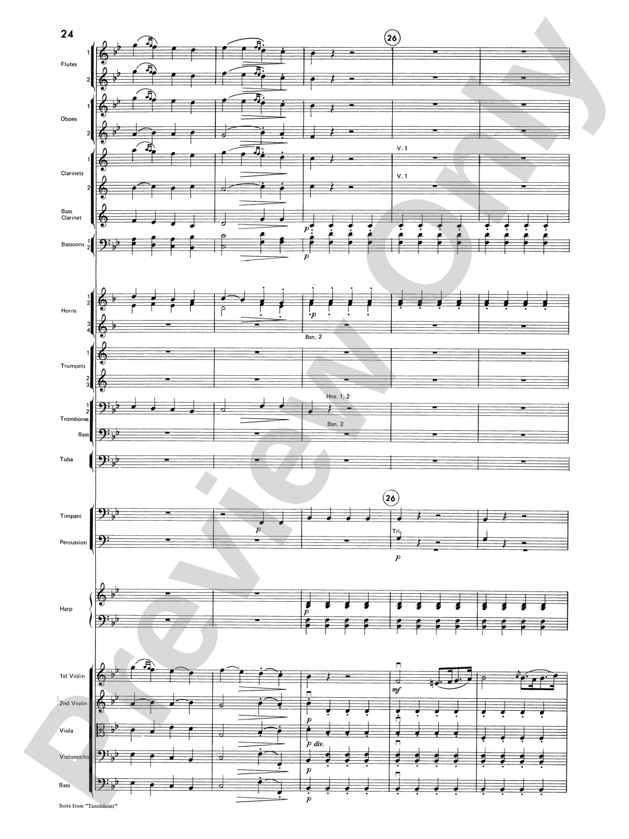 Suite from Tannhäuser: Full Orchestra Conductor Score & Parts