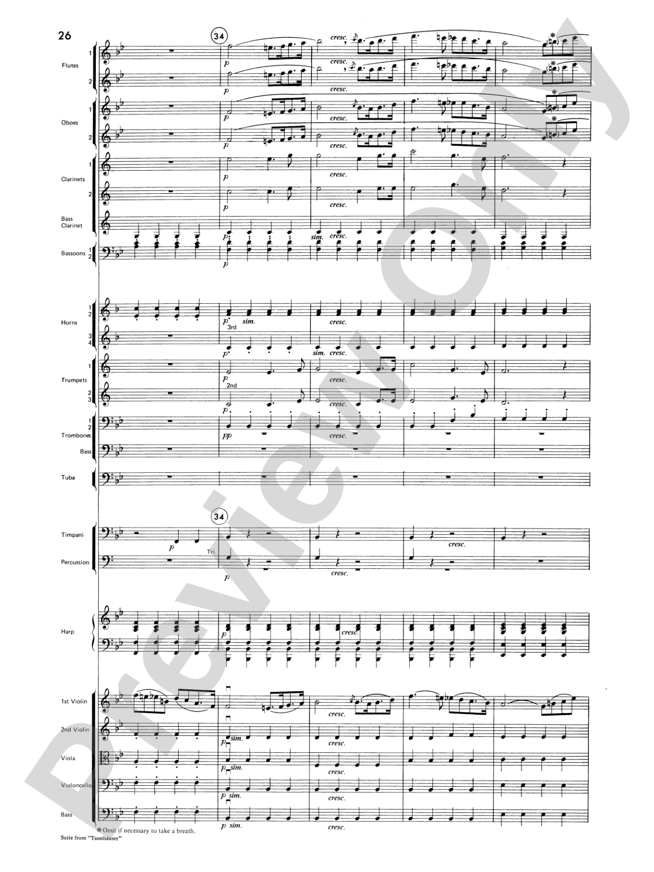 Suite from Tannhäuser: Full Orchestra Conductor Score & Parts