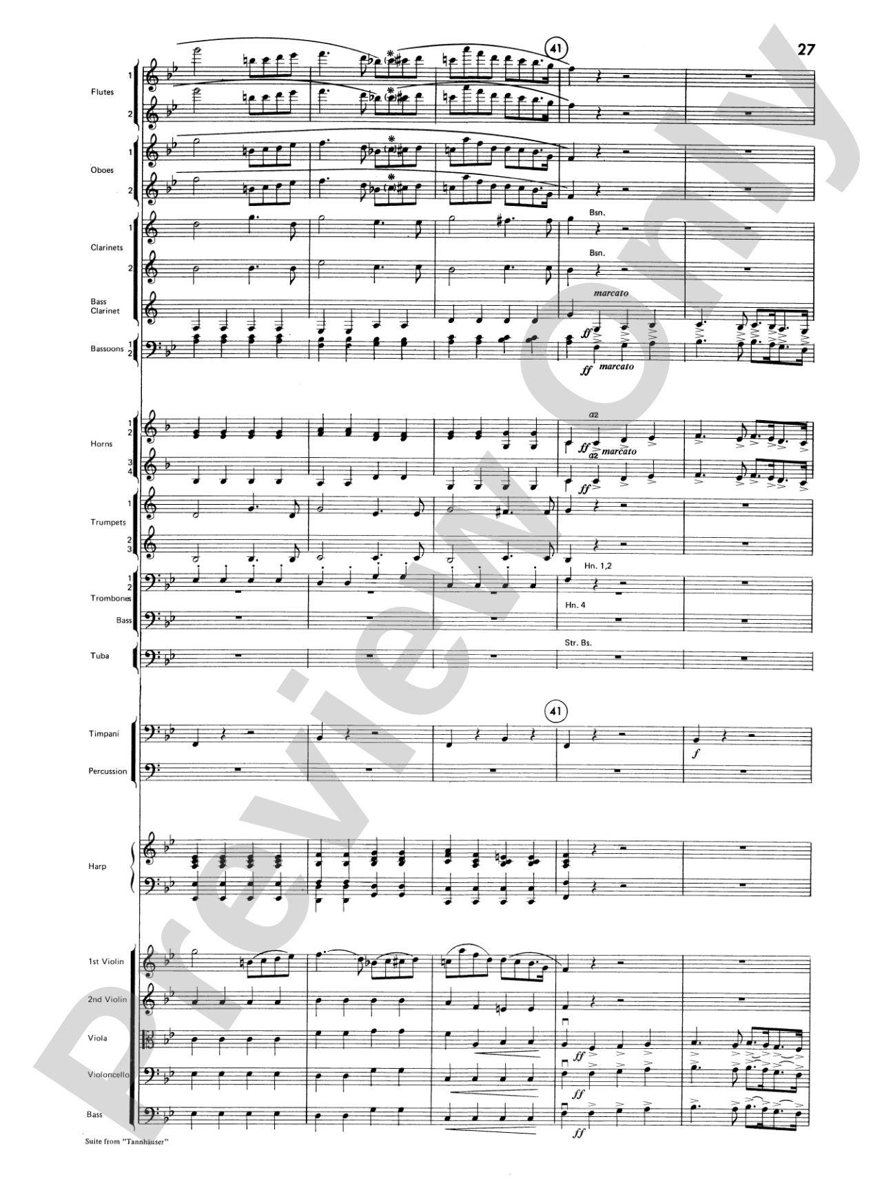 Suite from Tannhäuser: Full Orchestra Conductor Score & Parts