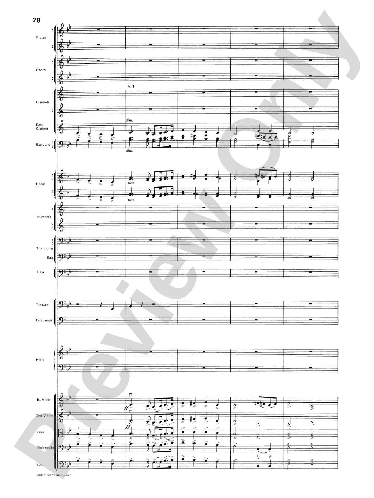 Suite from Tannhäuser: Full Orchestra Conductor Score & Parts