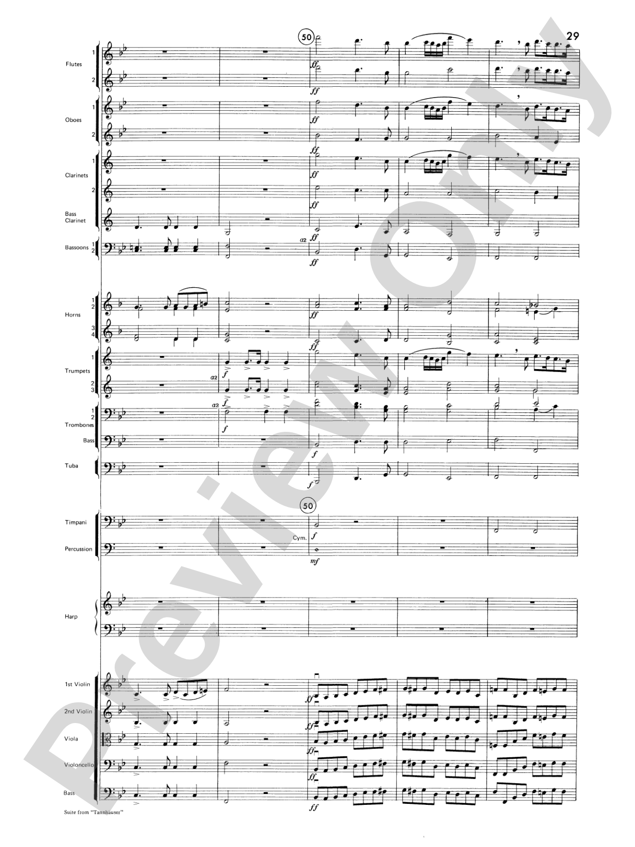 Suite from Tannhäuser: Full Orchestra Conductor Score & Parts