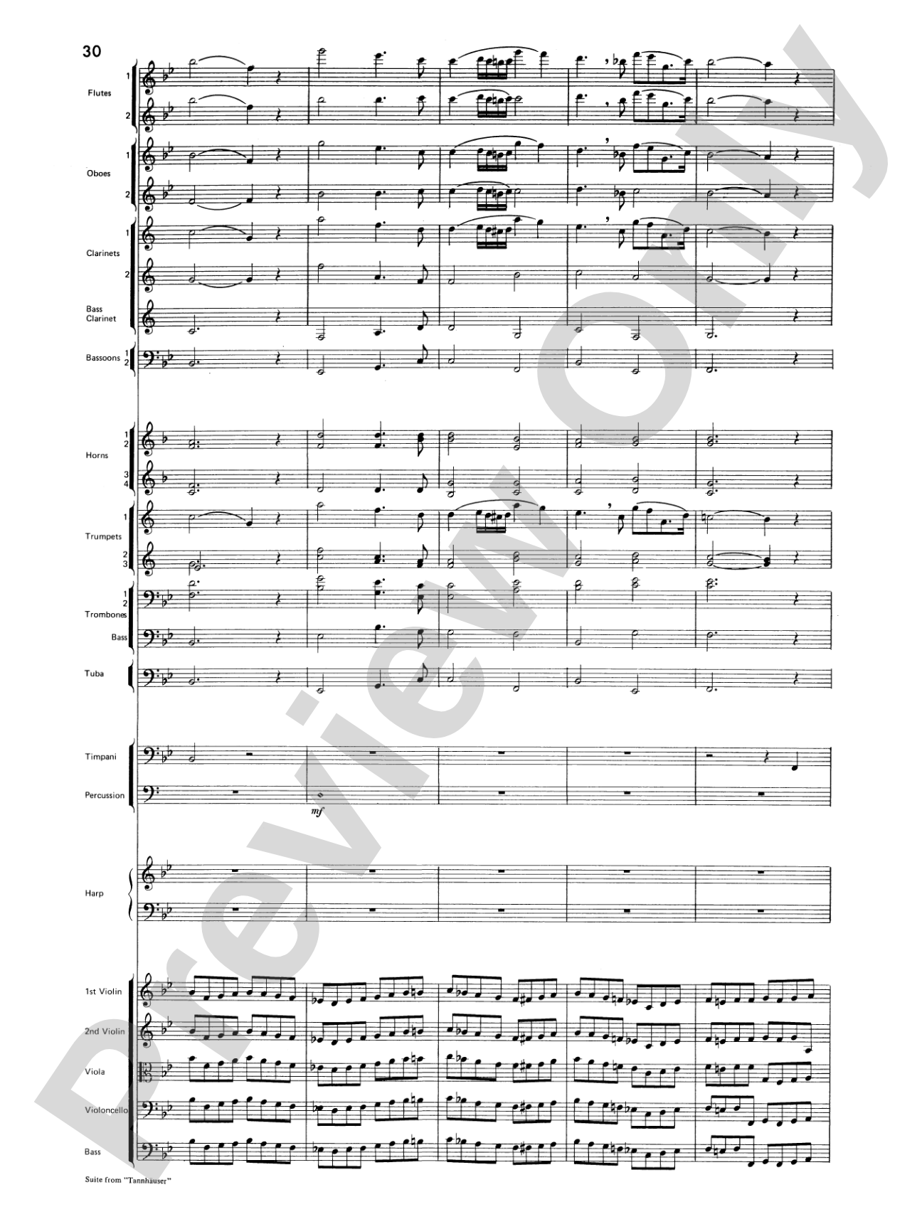Suite from Tannhäuser: Full Orchestra Conductor Score & Parts