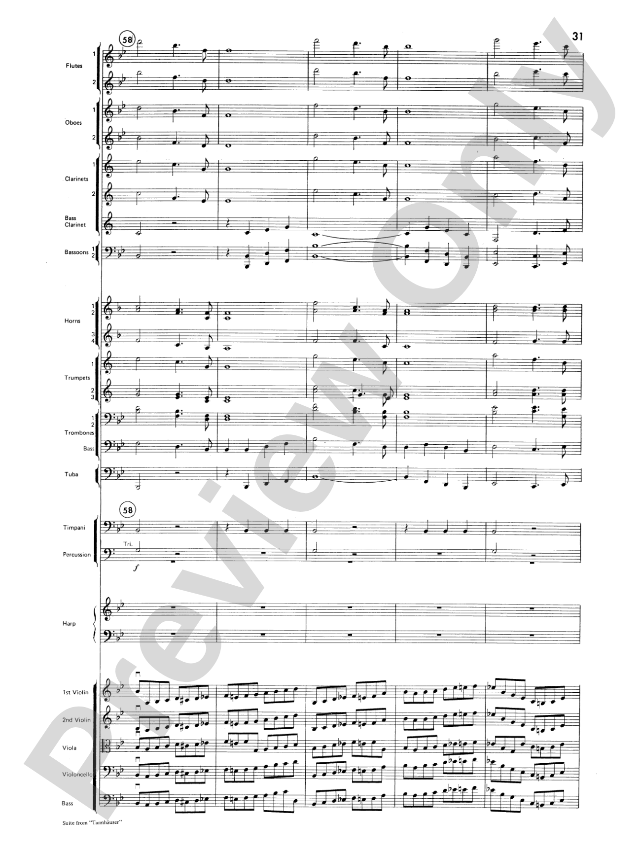 Suite from Tannhäuser: Full Orchestra Conductor Score & Parts