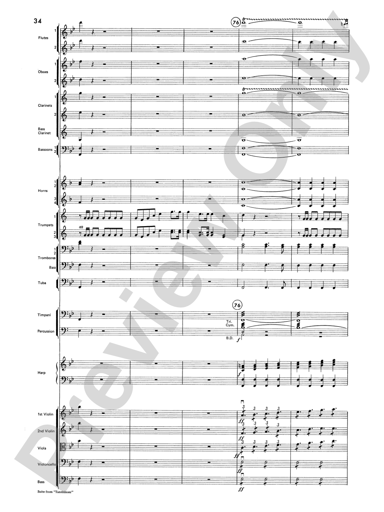 Suite from Tannhäuser: Full Orchestra Conductor Score & Parts