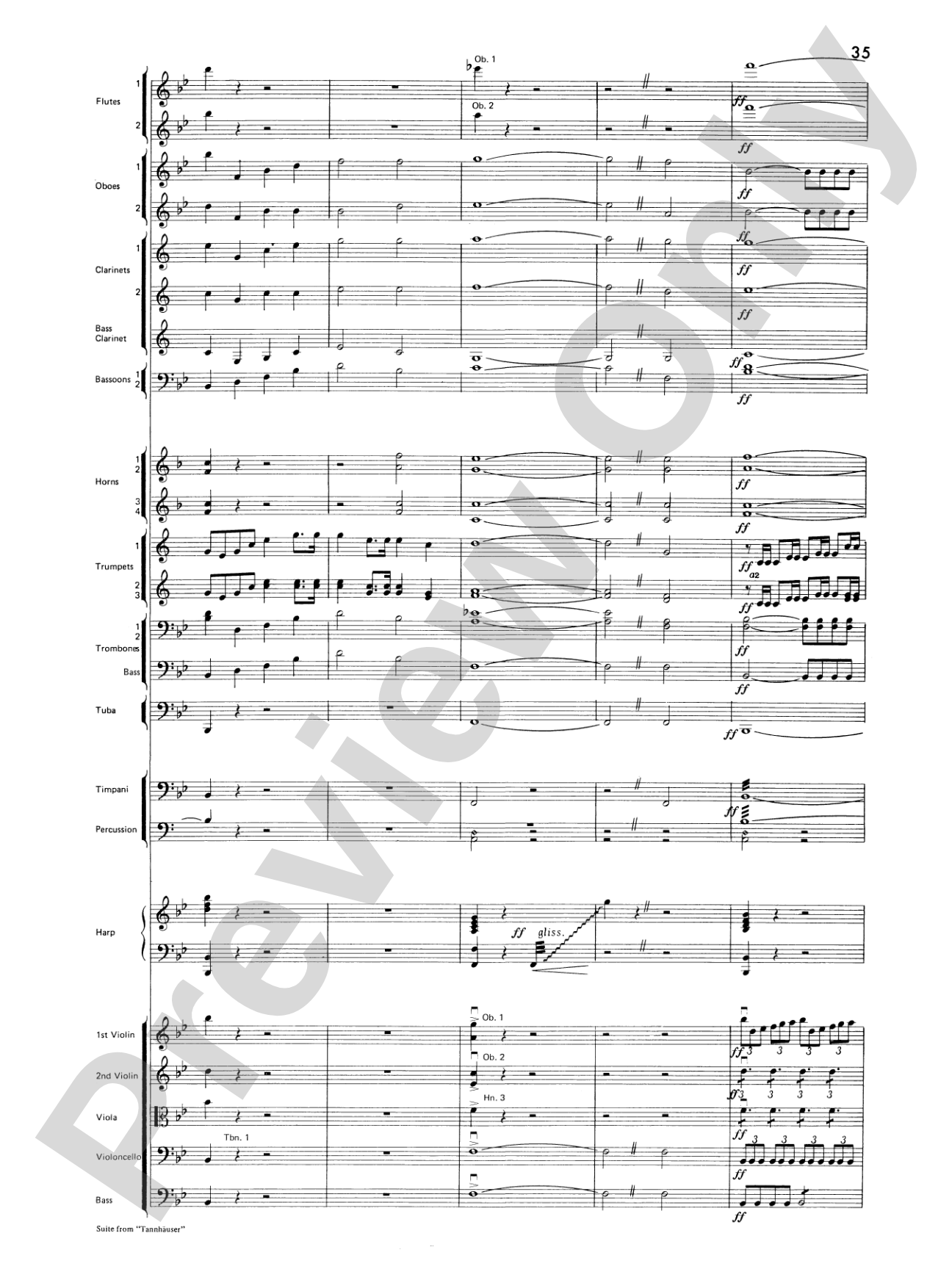 Suite from Tannhäuser: Full Orchestra Conductor Score & Parts
