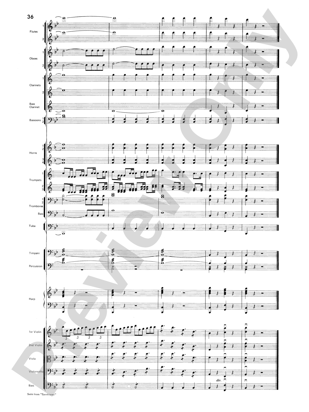 Suite from Tannhäuser: Full Orchestra Conductor Score & Parts
