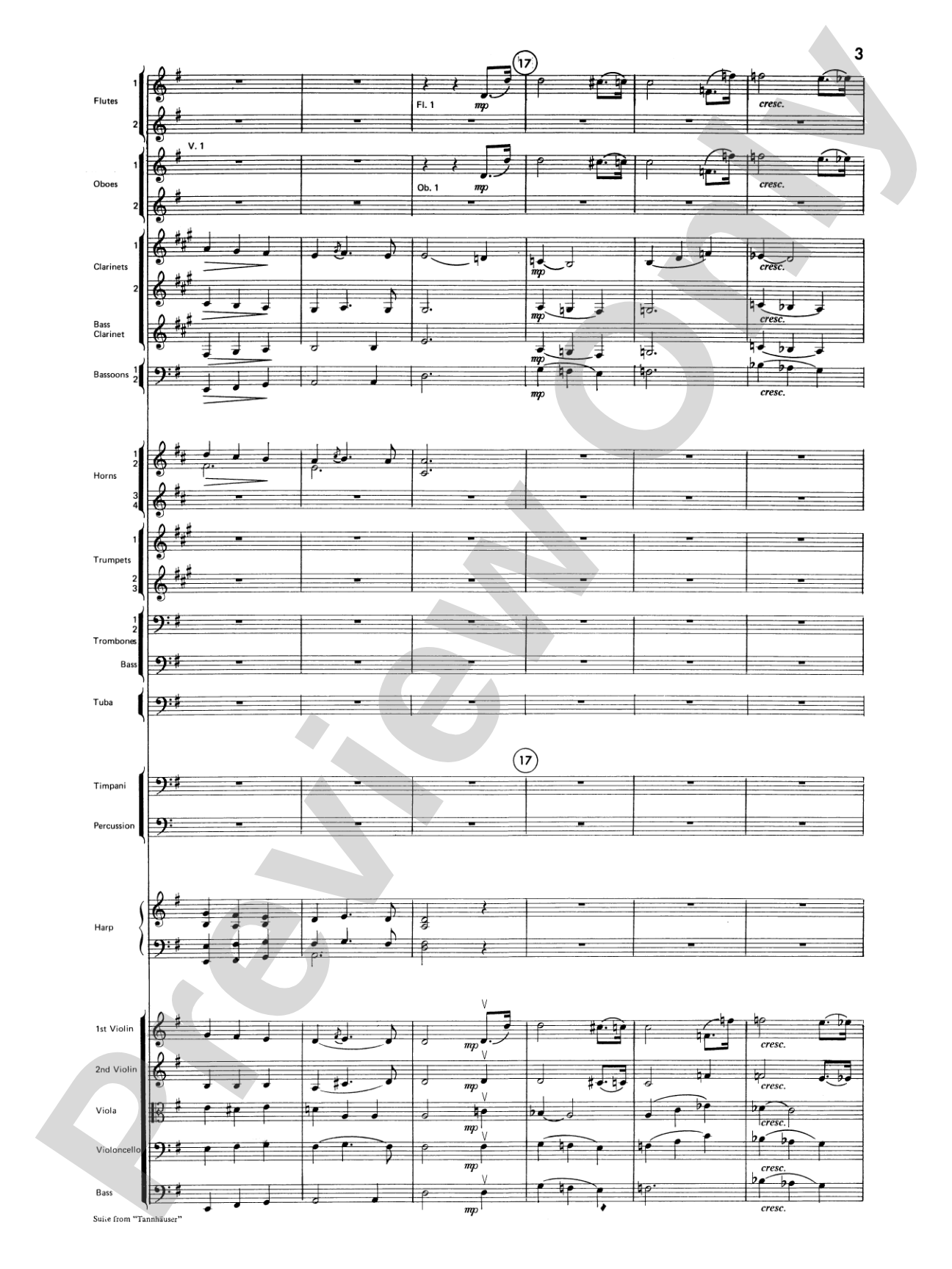 Suite from Tannhäuser: Full Orchestra Conductor Score & Parts