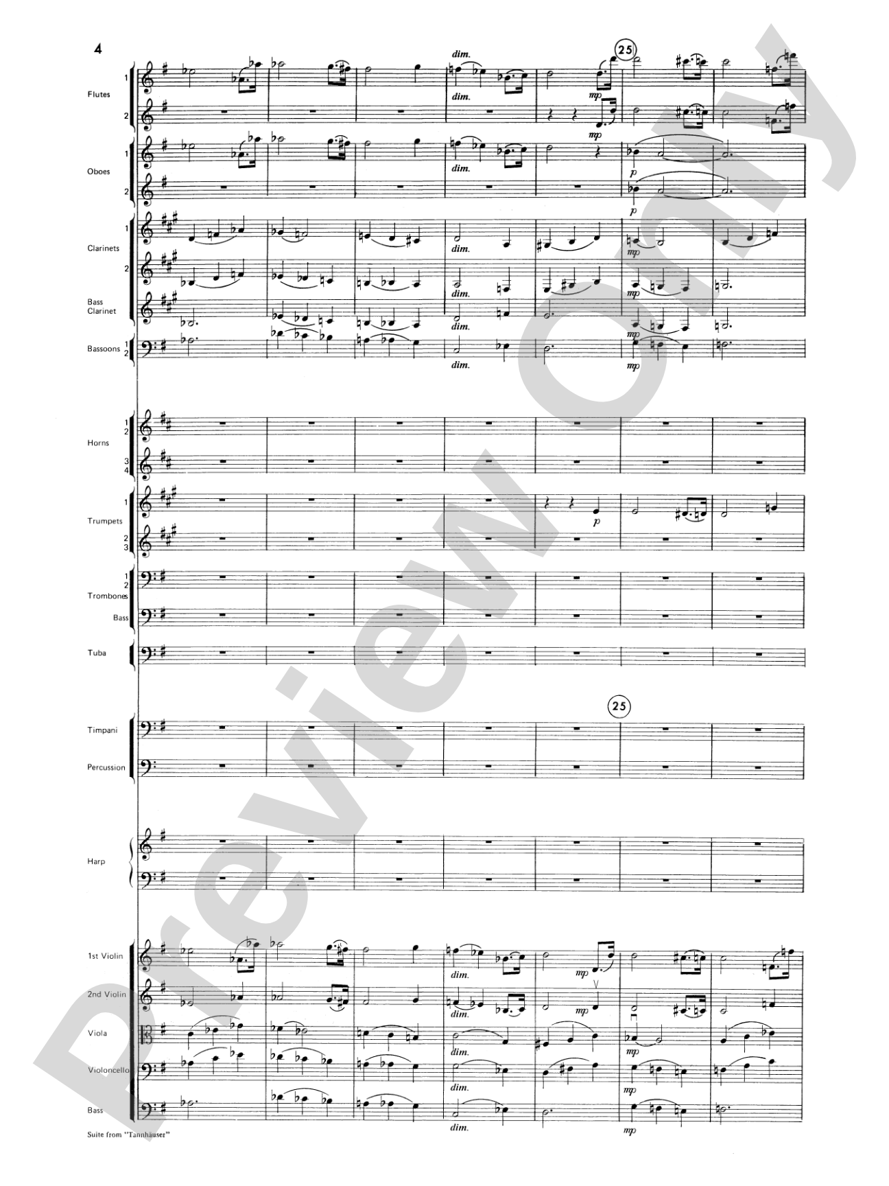 Suite from Tannhäuser: Full Orchestra Conductor Score & Parts