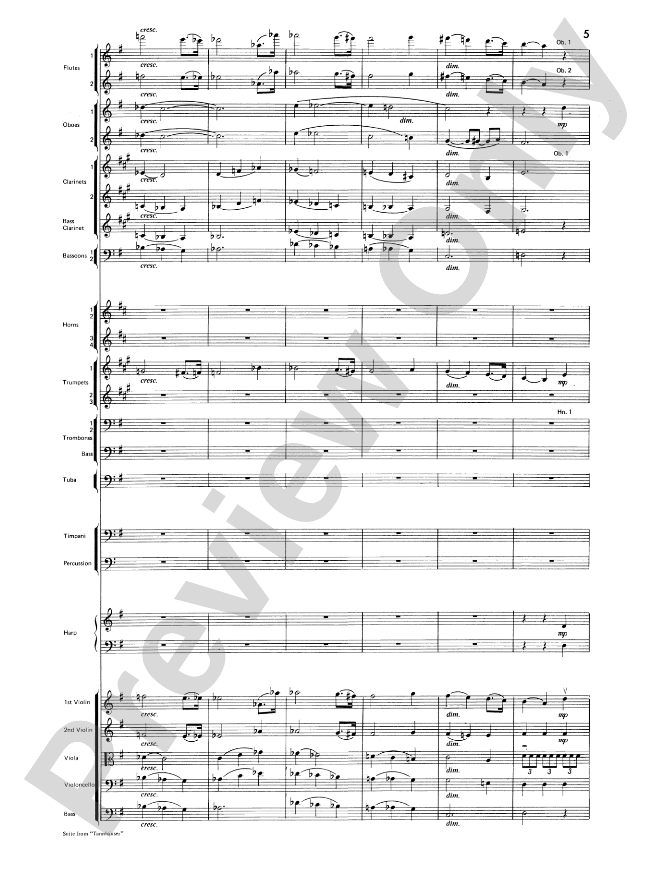 Suite from Tannhäuser: Full Orchestra Conductor Score & Parts