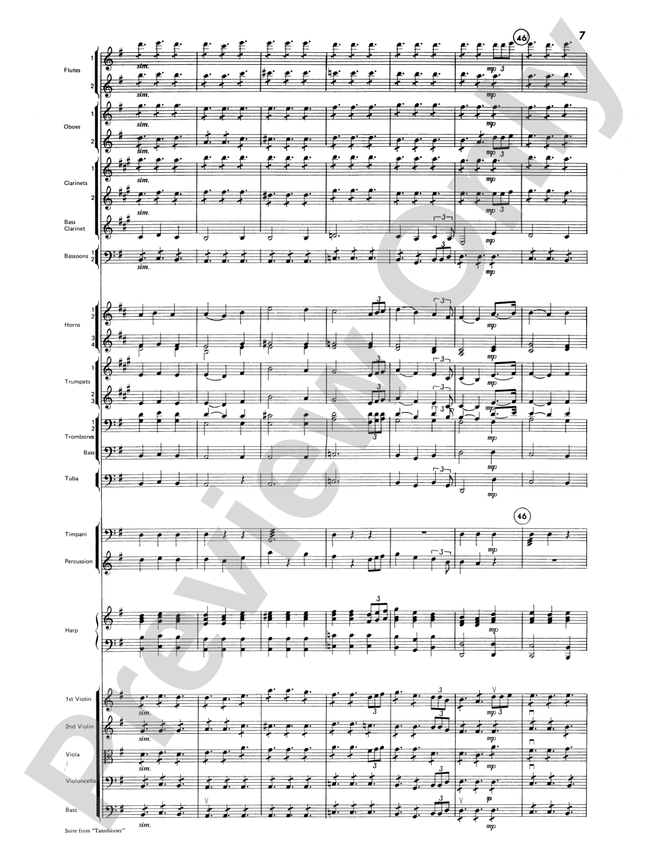 Suite from Tannhäuser: Full Orchestra Conductor Score & Parts