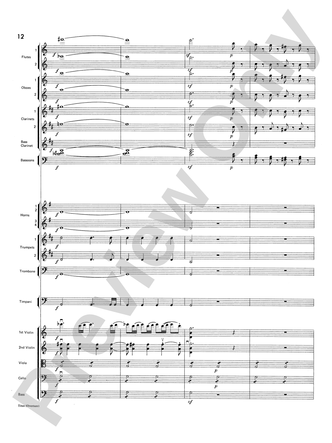 Titus Overture: Score