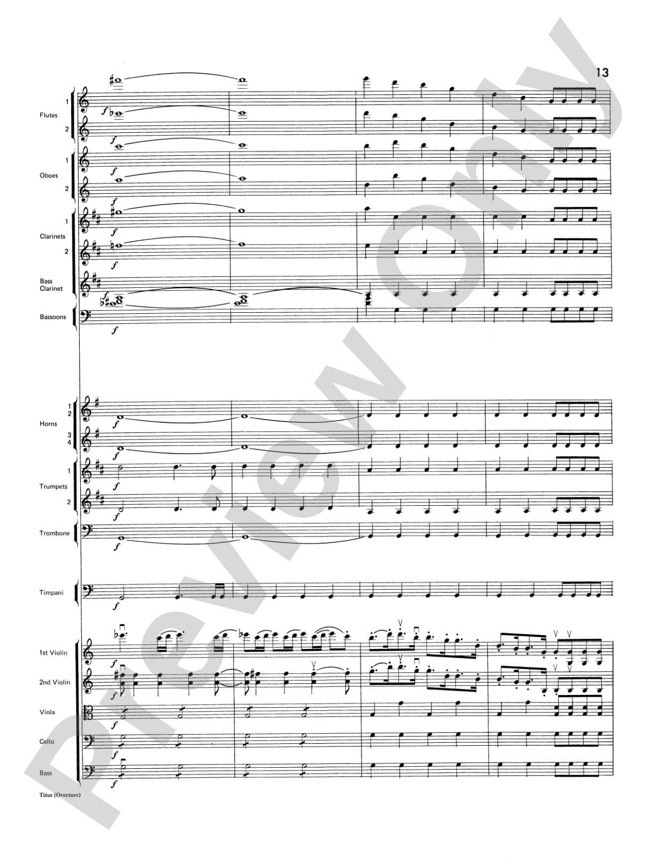 Titus Overture: Score