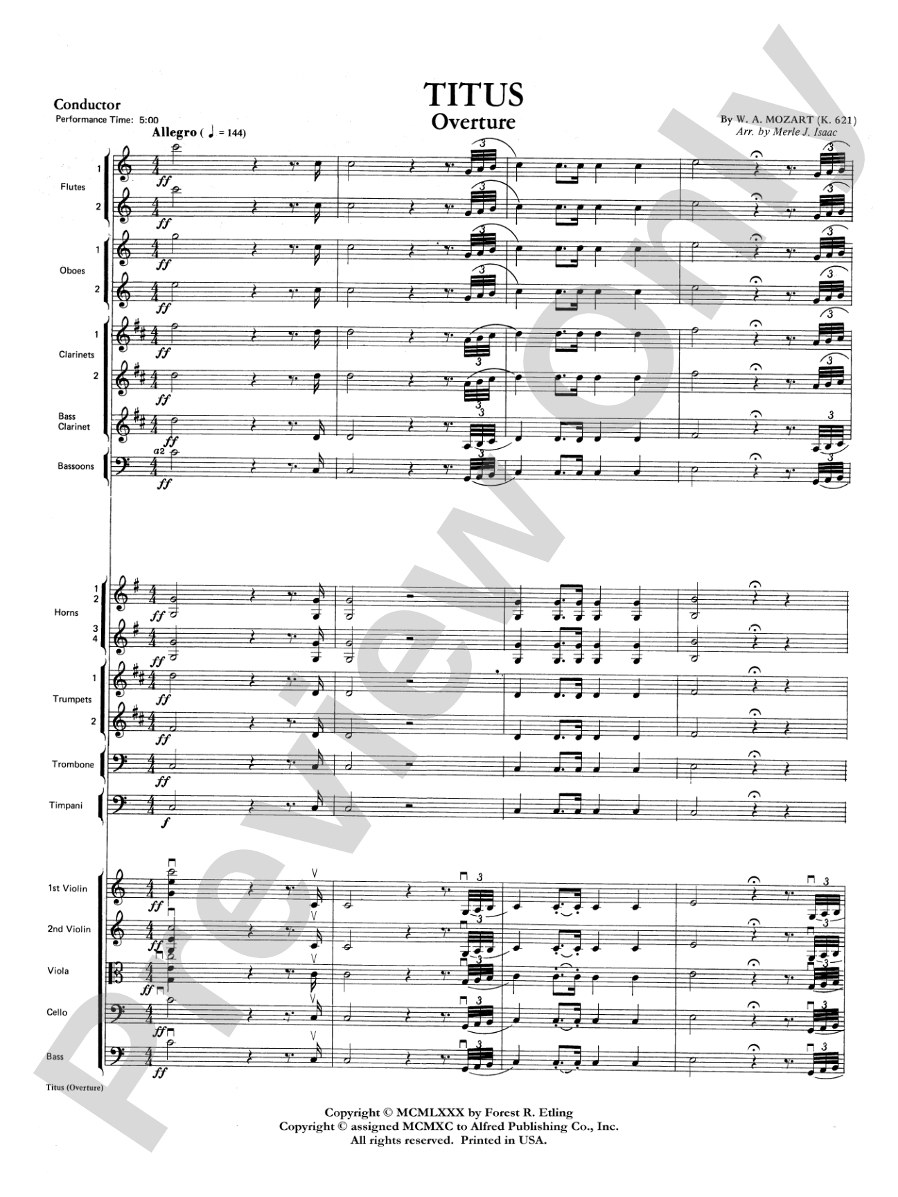 Titus Overture: Score