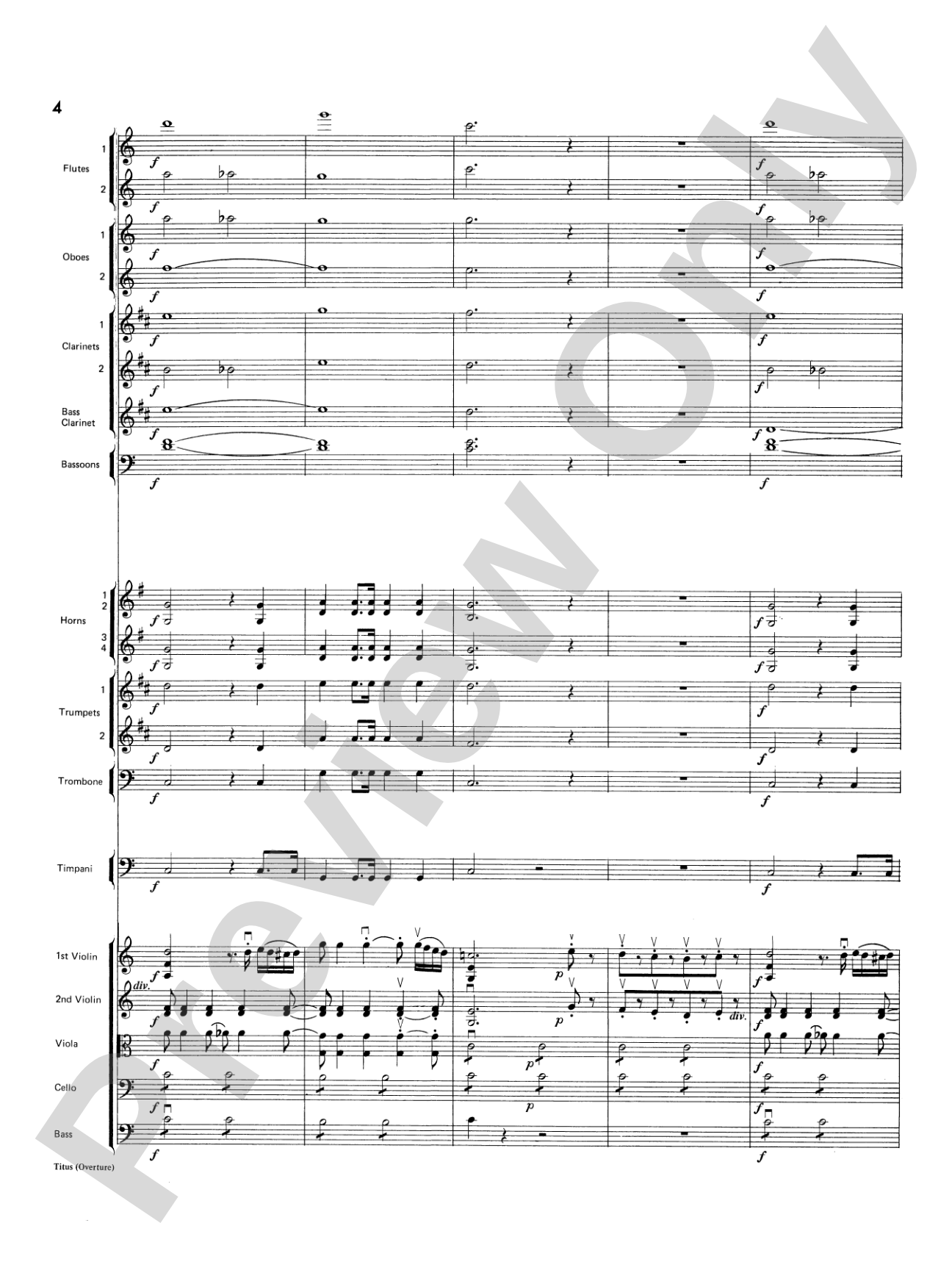 Titus Overture: Score