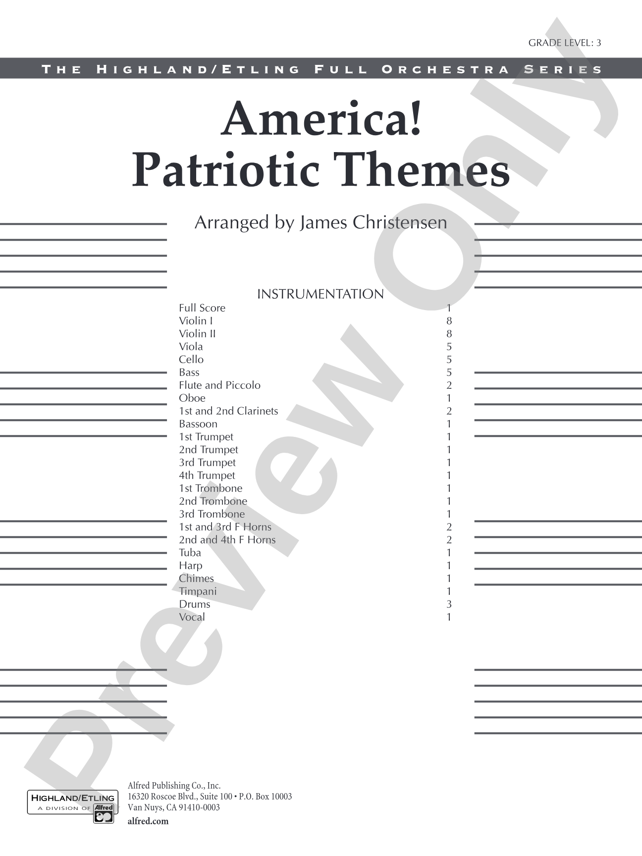 America! Patriotic Themes (as played at Disney World): Full Orchestra Conductor Score & Parts