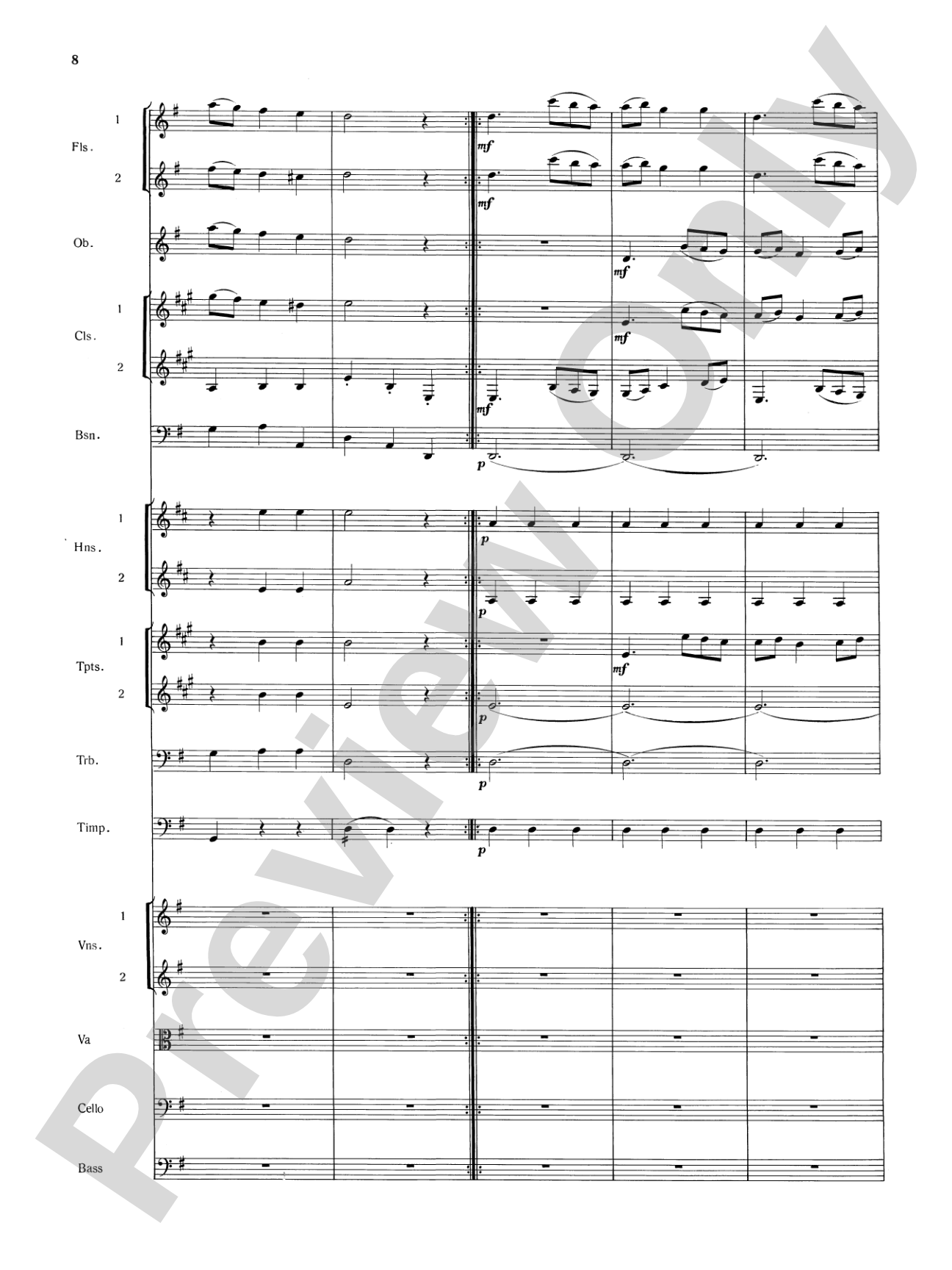 Mozart's Symphony No. 25 in G Minor, 3rd & 4th Movements: Full Orchestra Conductor Score & Parts