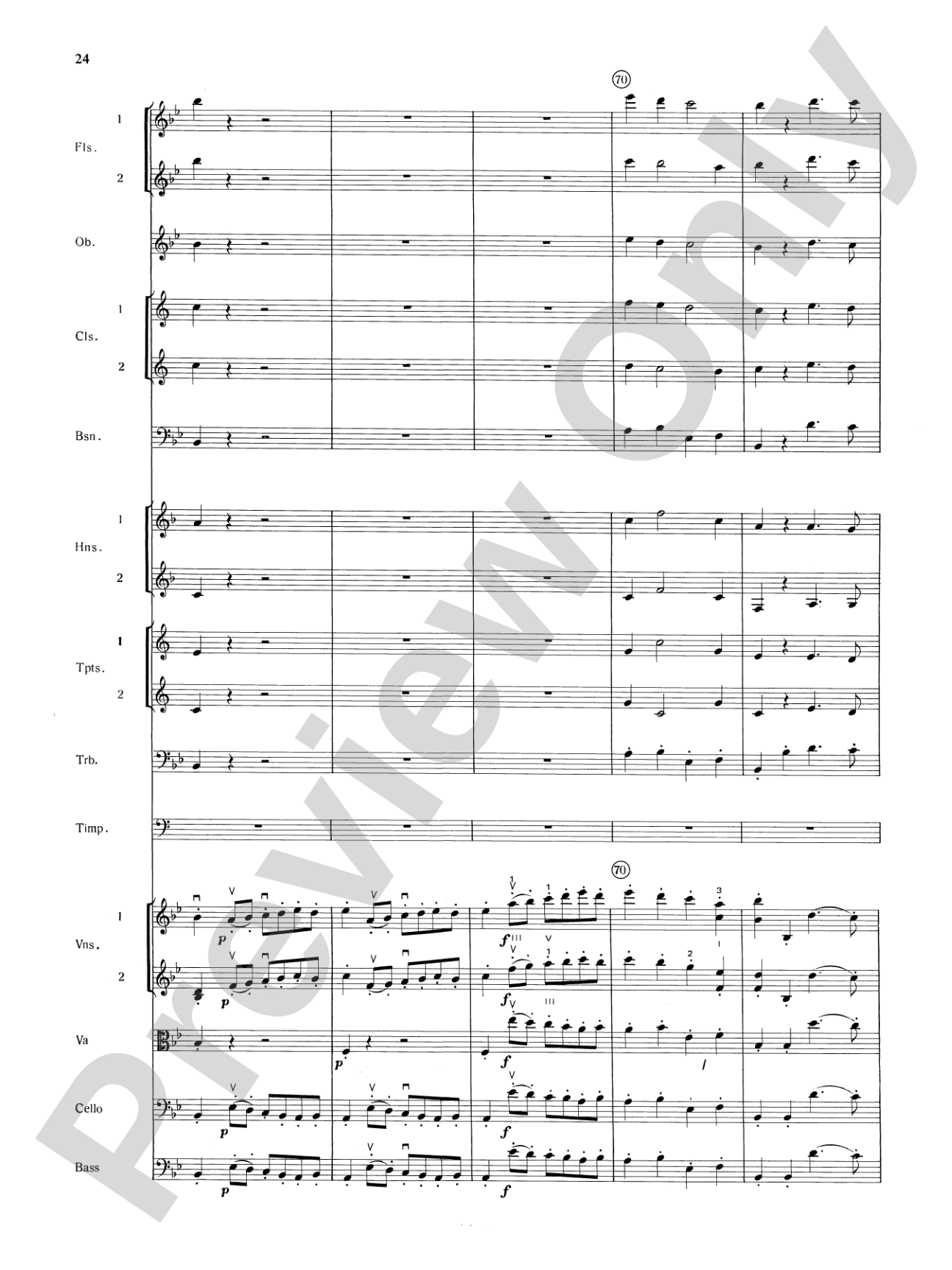 Mozart's Symphony No. 25 in G Minor, 3rd & 4th Movements: Full Orchestra Conductor Score & Parts