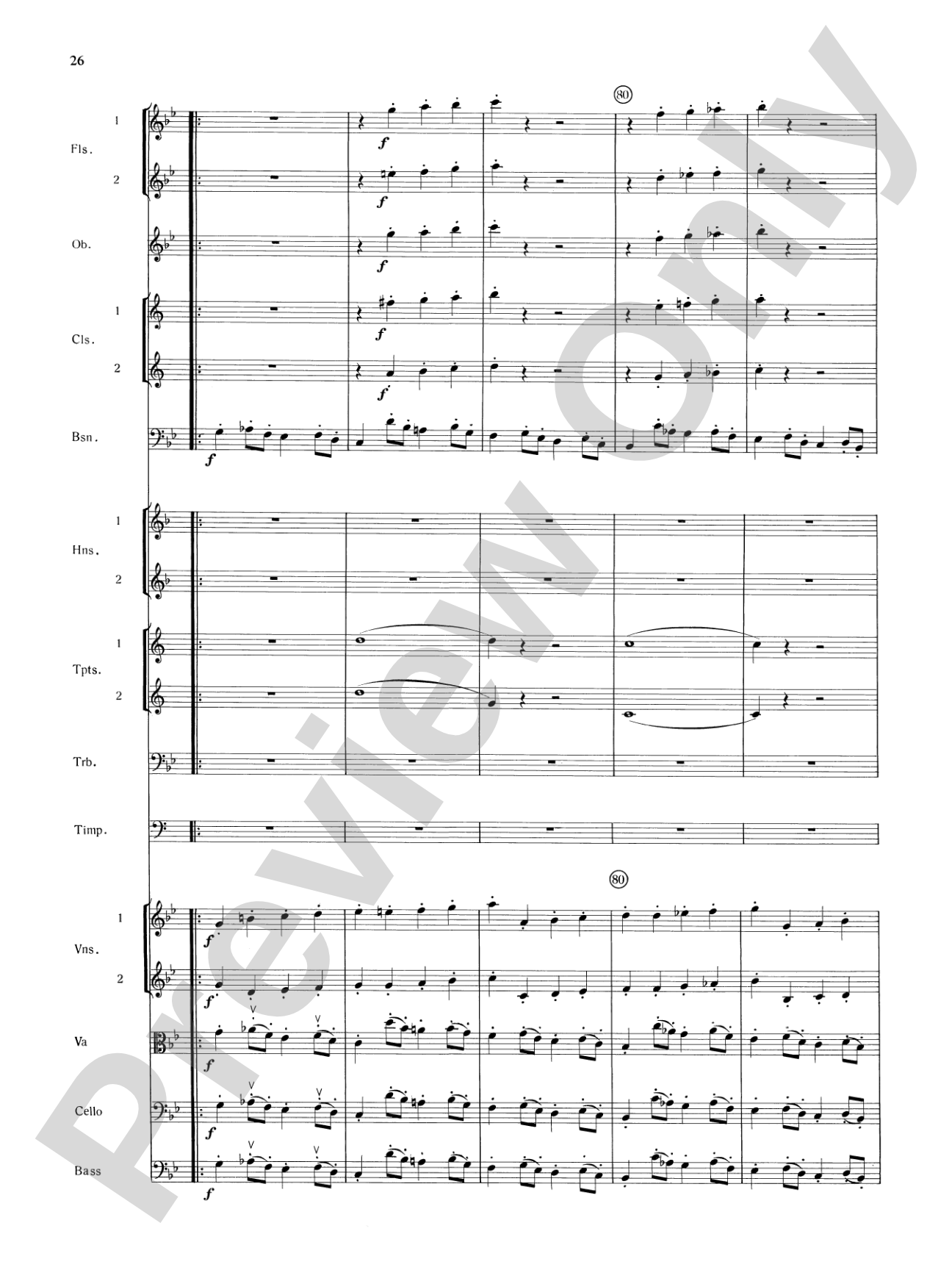 Mozart's Symphony No. 25 in G Minor, 3rd & 4th Movements: Full Orchestra Conductor Score & Parts