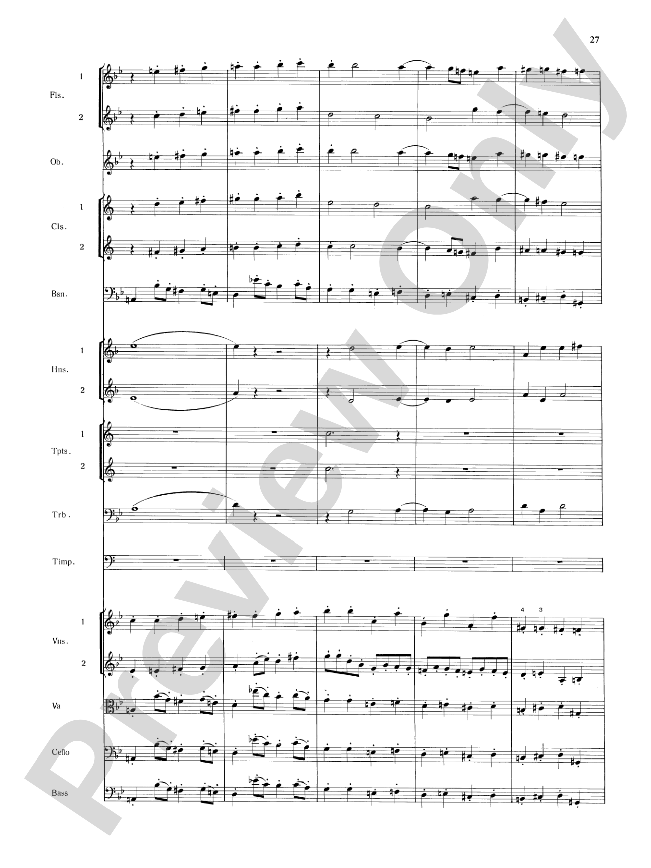 Mozart's Symphony No. 25 in G Minor, 3rd & 4th Movements: Full Orchestra Conductor Score & Parts