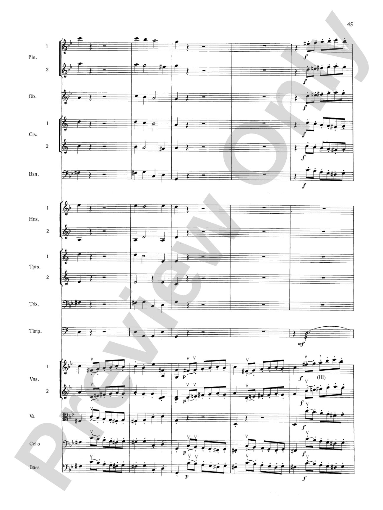 Mozart's Symphony No. 25 in G Minor, 3rd & 4th Movements: Full Orchestra Conductor Score & Parts