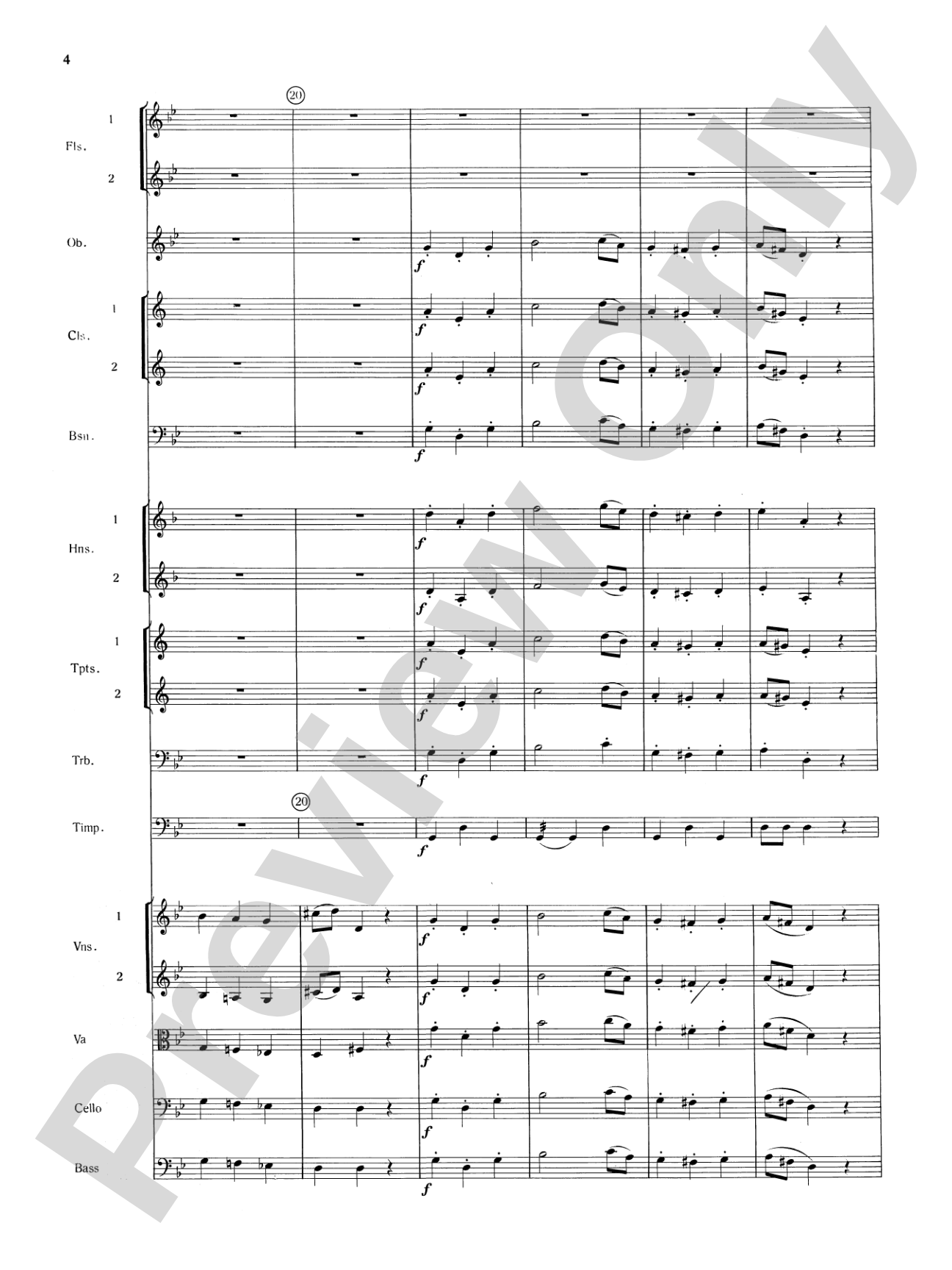 Mozart's Symphony No. 25 in G Minor, 3rd & 4th Movements: Full Orchestra Conductor Score & Parts