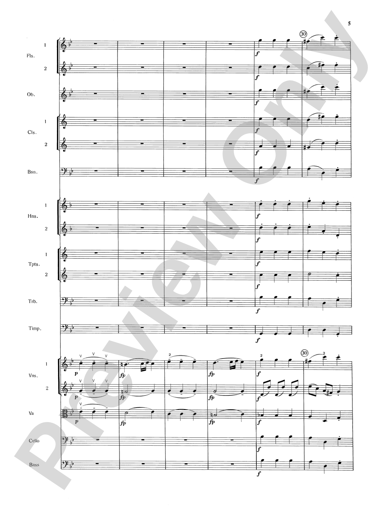 Mozart's Symphony No. 25 in G Minor, 3rd & 4th Movements: Full Orchestra Conductor Score & Parts
