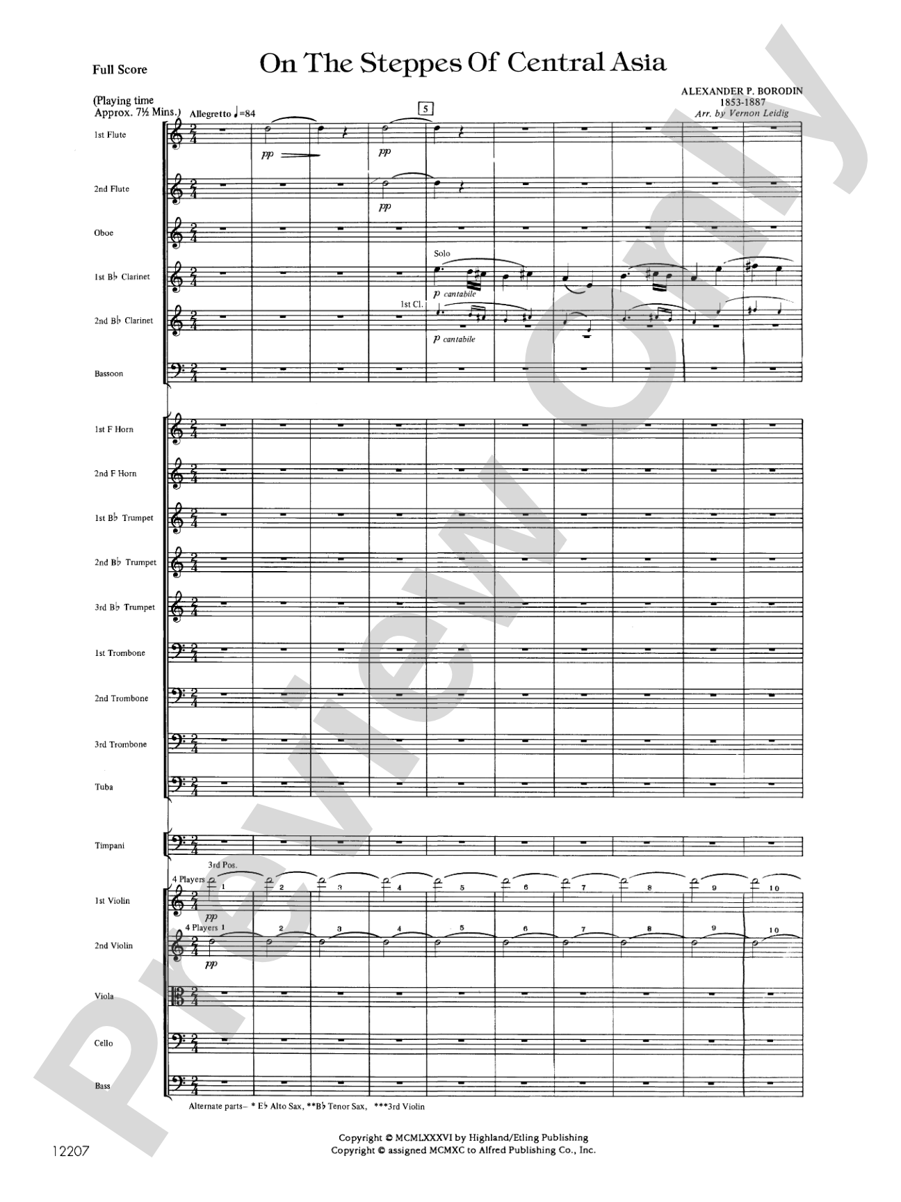 On the Steppes of Central Asia: Full Orchestra Conductor Score & Parts