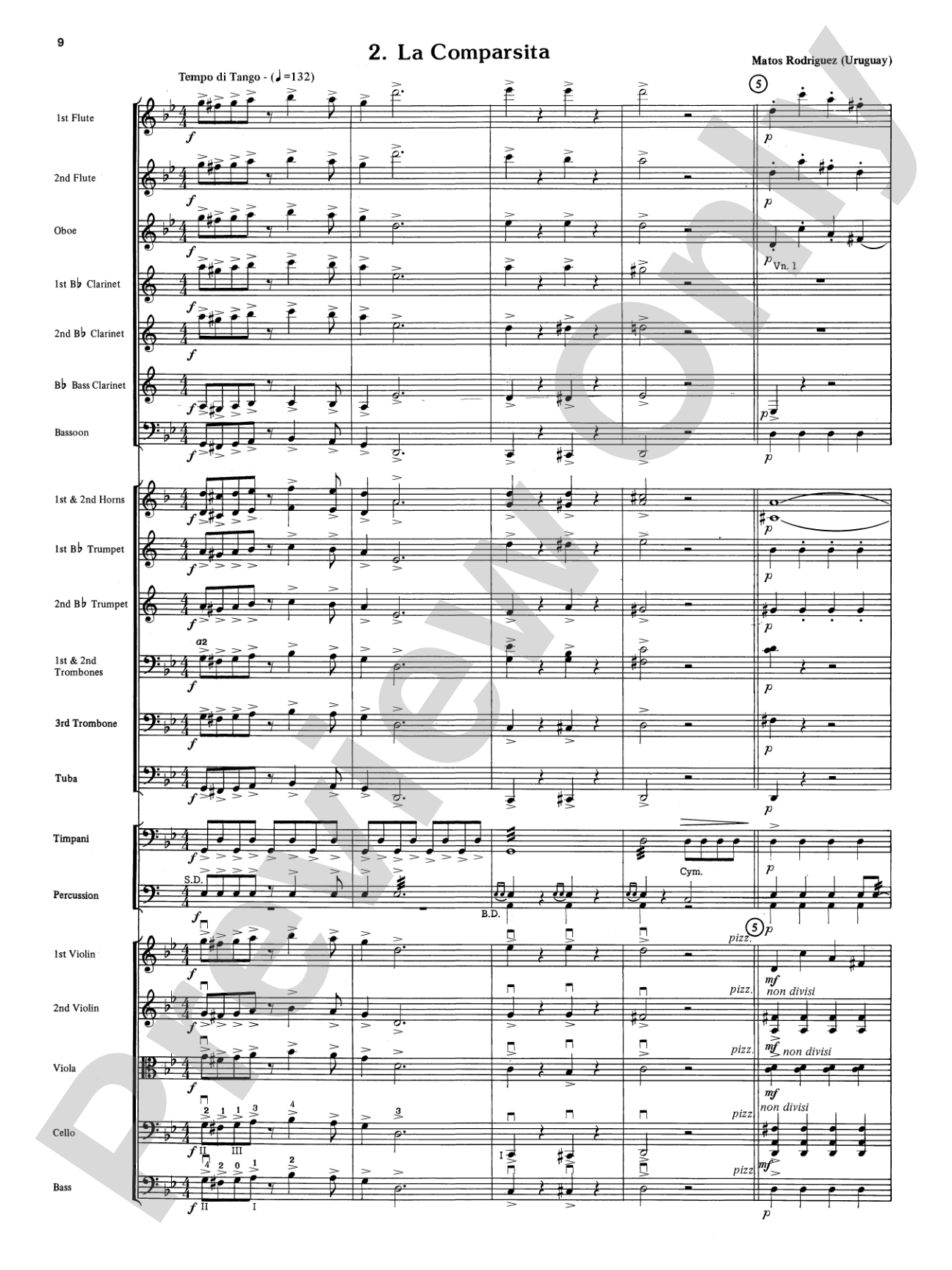 Two South American Tangos: Full Orchestra Conductor Score & Parts