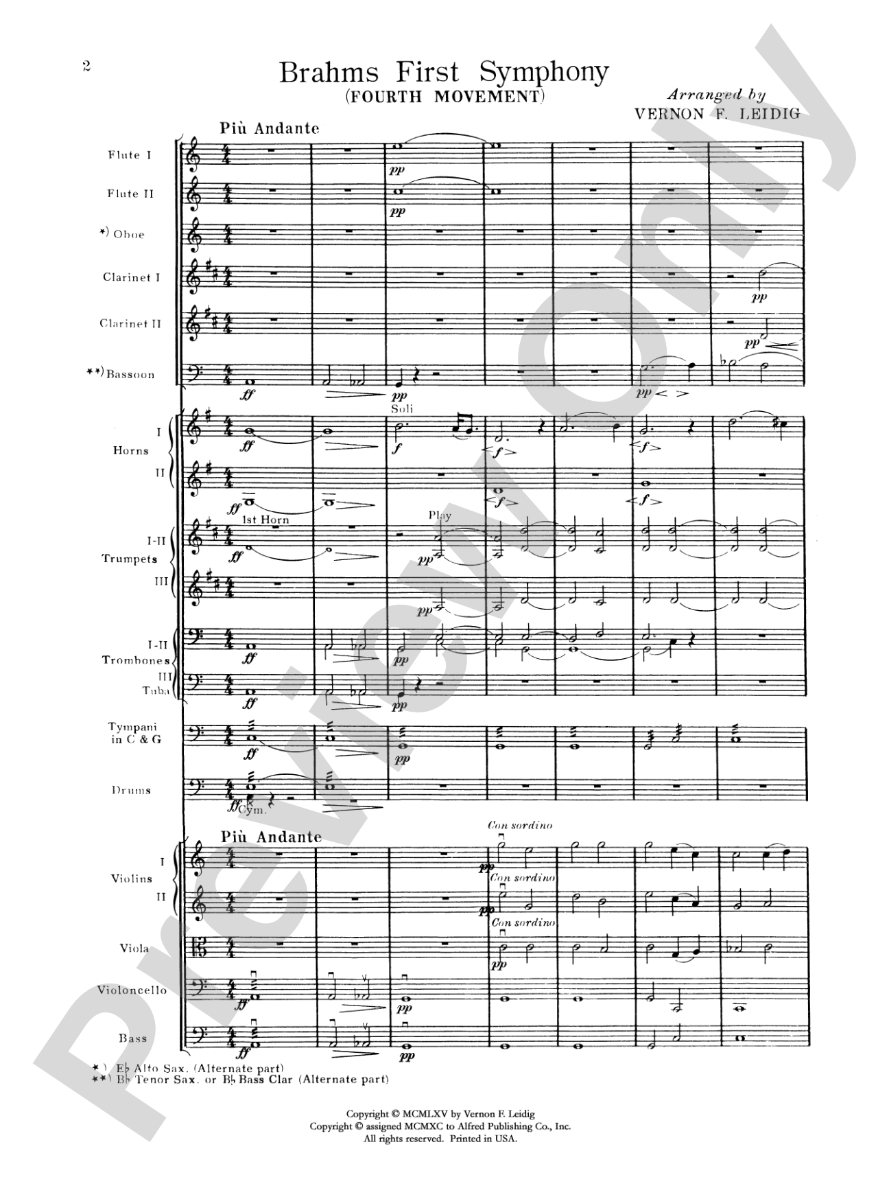 Brahms's 1st Symphony, 4th Movement: Full Orchestra Conductor Score & Parts