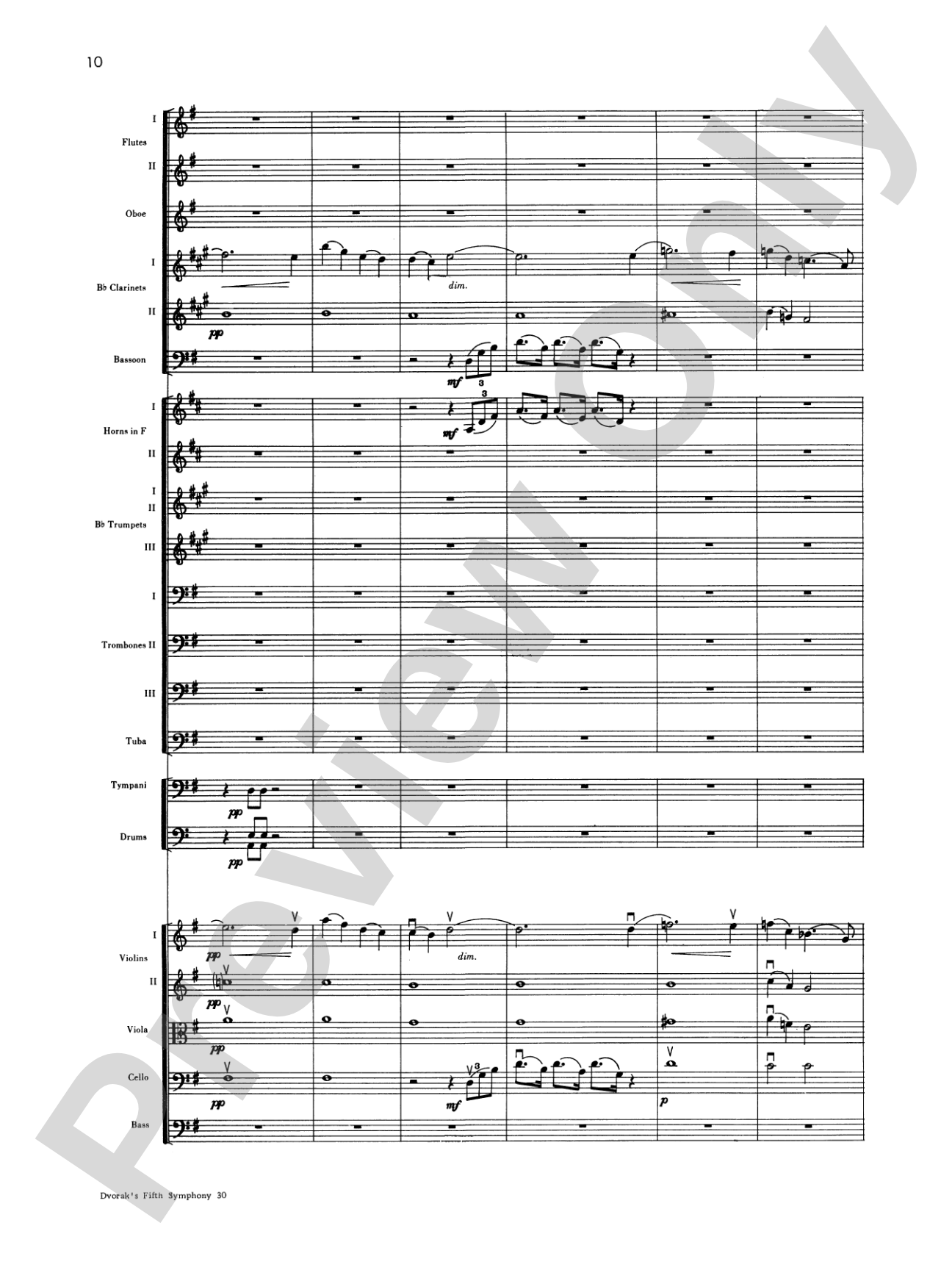Dvorák's 5th Symphony ("New World," 4th Movement): Full Orchestra Conductor Score & Parts