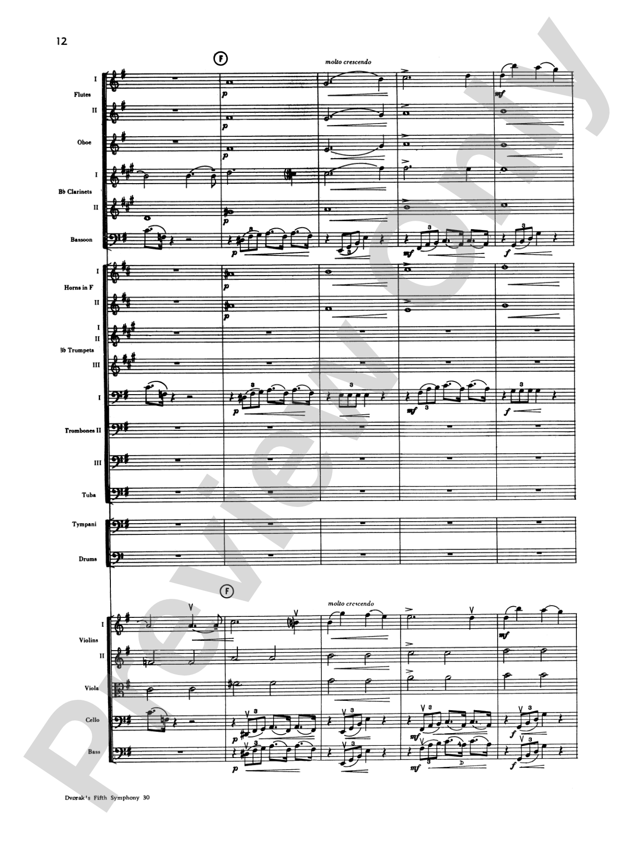 Dvorák's 5th Symphony ("New World," 4th Movement): Full Orchestra Conductor Score & Parts