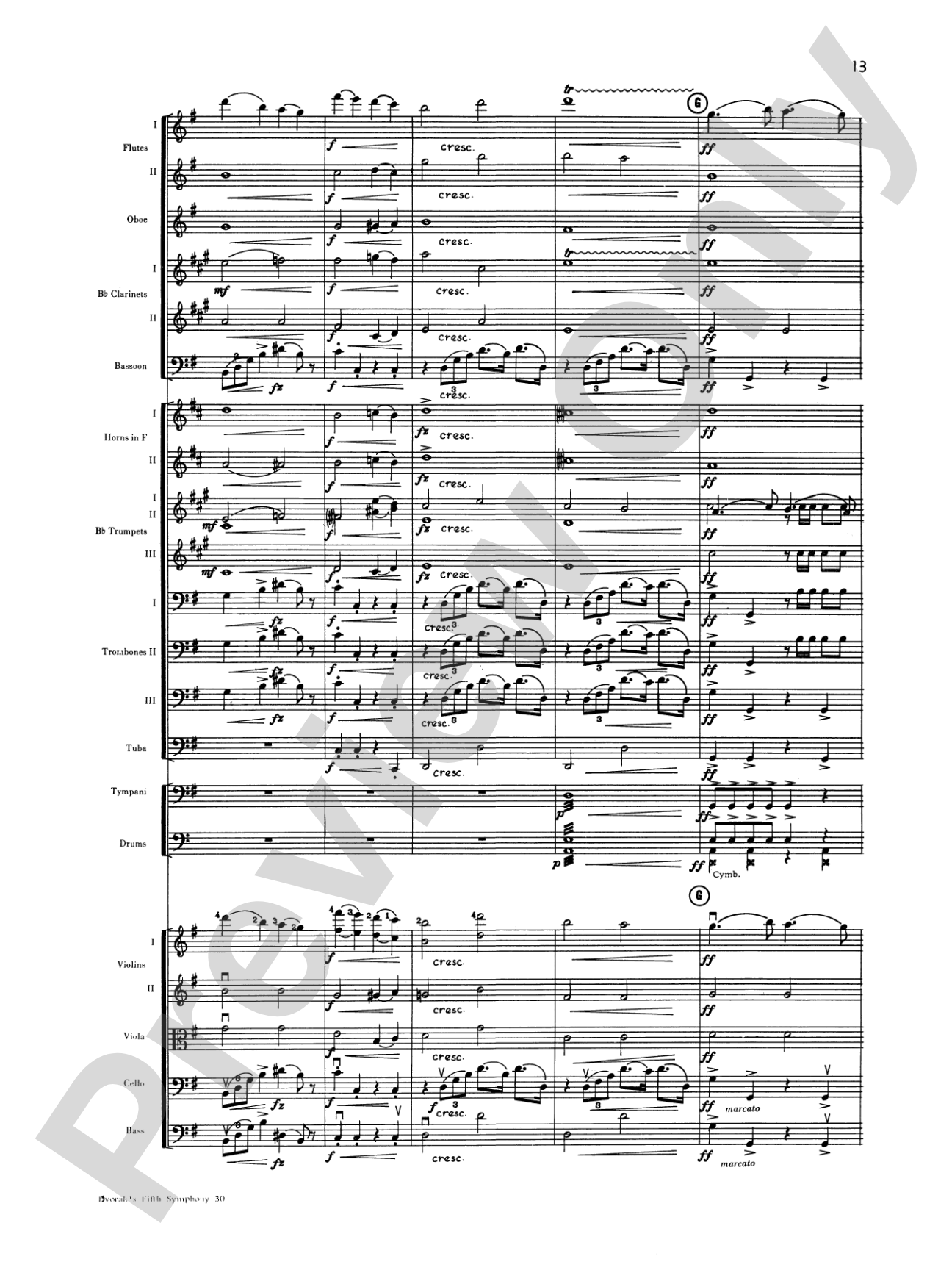 Dvorák's 5th Symphony ("New World," 4th Movement): Full Orchestra Conductor Score & Parts