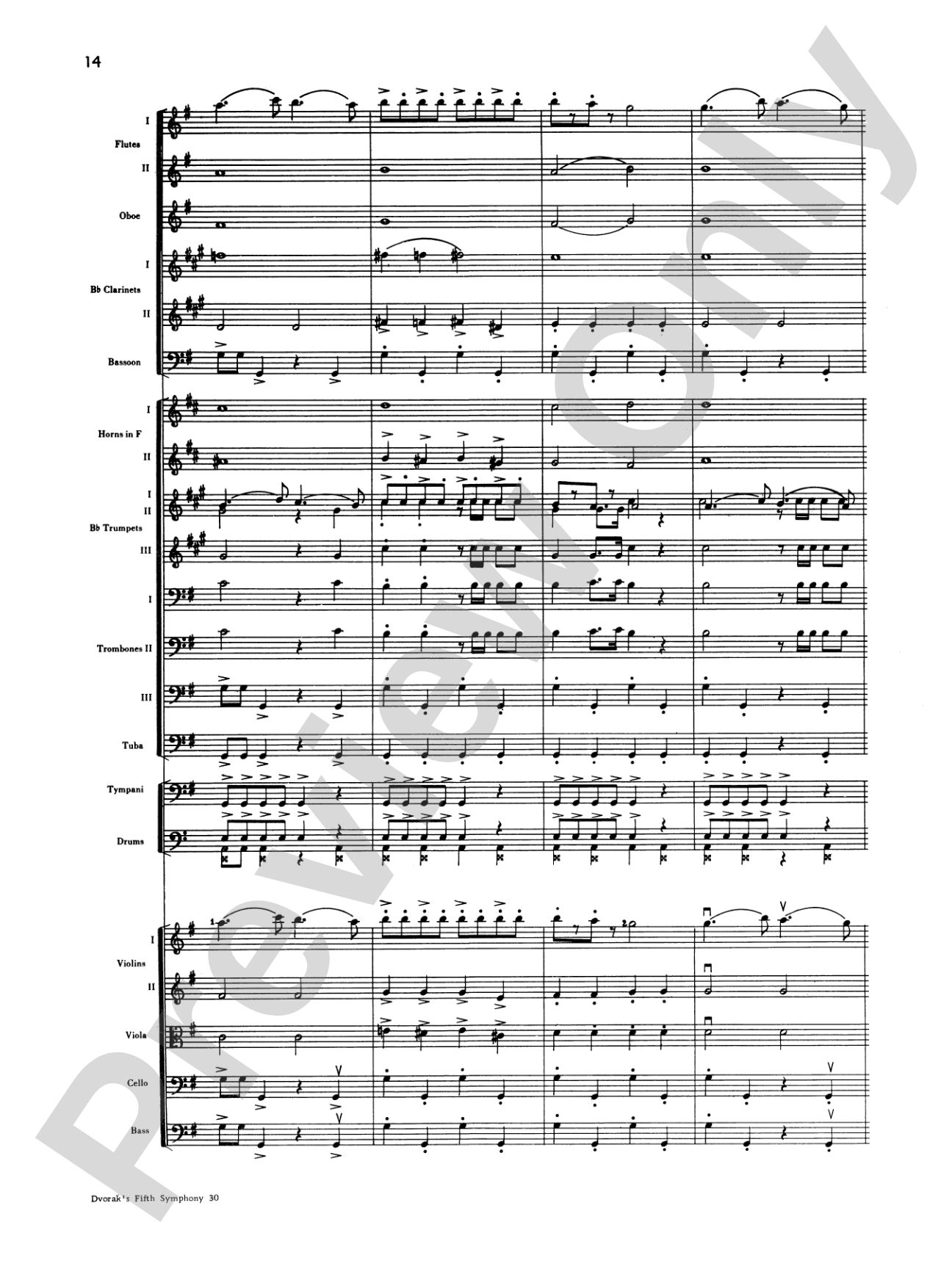 Dvorák's 5th Symphony ("New World," 4th Movement): Full Orchestra Conductor Score & Parts