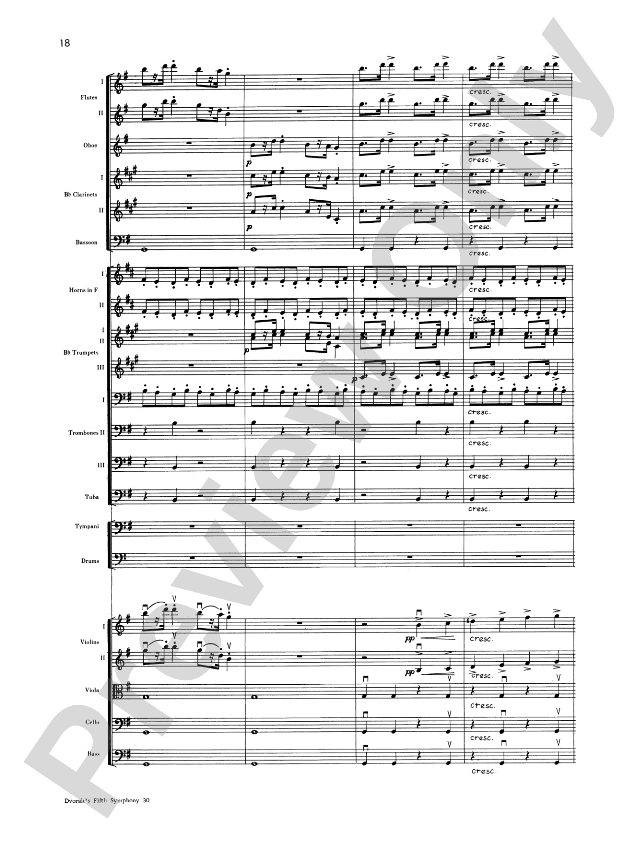 Dvorák's 5th Symphony ("New World," 4th Movement): Full Orchestra Conductor Score & Parts