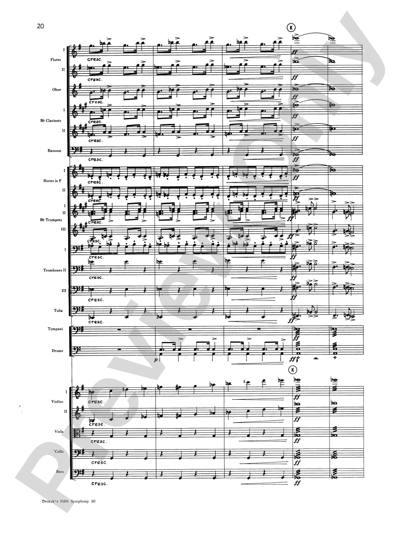 Dvorák's 5th Symphony ("New World," 4th Movement): Full Orchestra Conductor Score & Parts