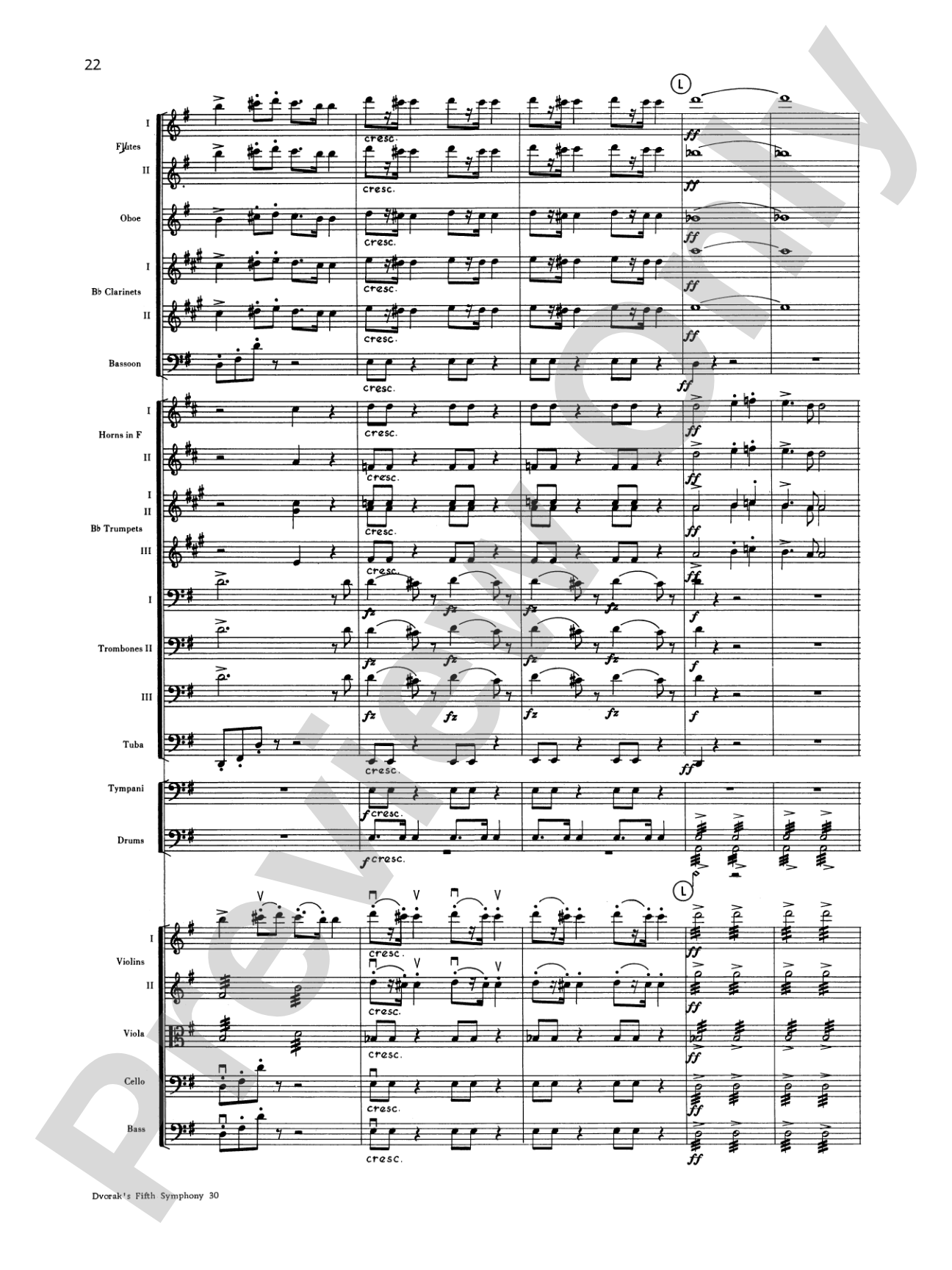 Dvorák's 5th Symphony ("New World," 4th Movement): Full Orchestra Conductor Score & Parts