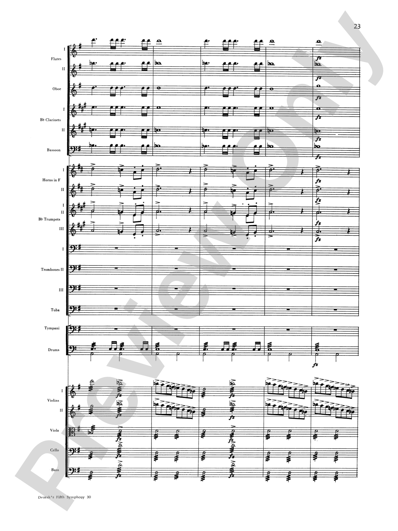 Dvorák's 5th Symphony ("New World," 4th Movement): Full Orchestra Conductor Score & Parts