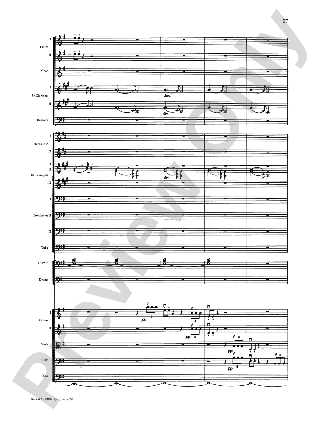 Dvorák's 5th Symphony ("New World," 4th Movement): Full Orchestra Conductor Score & Parts
