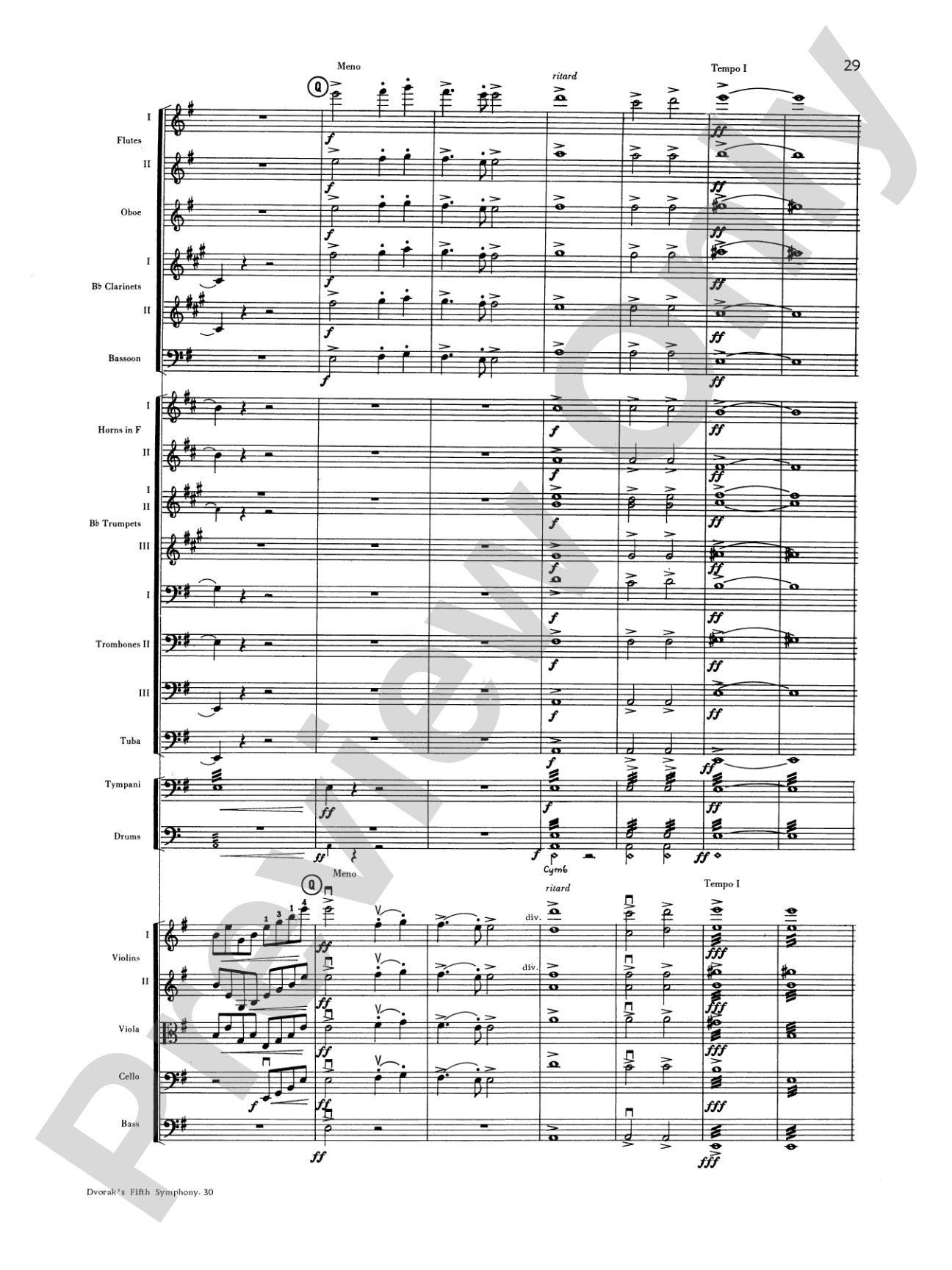 Dvorák's 5th Symphony ("New World," 4th Movement): Full Orchestra Conductor Score & Parts