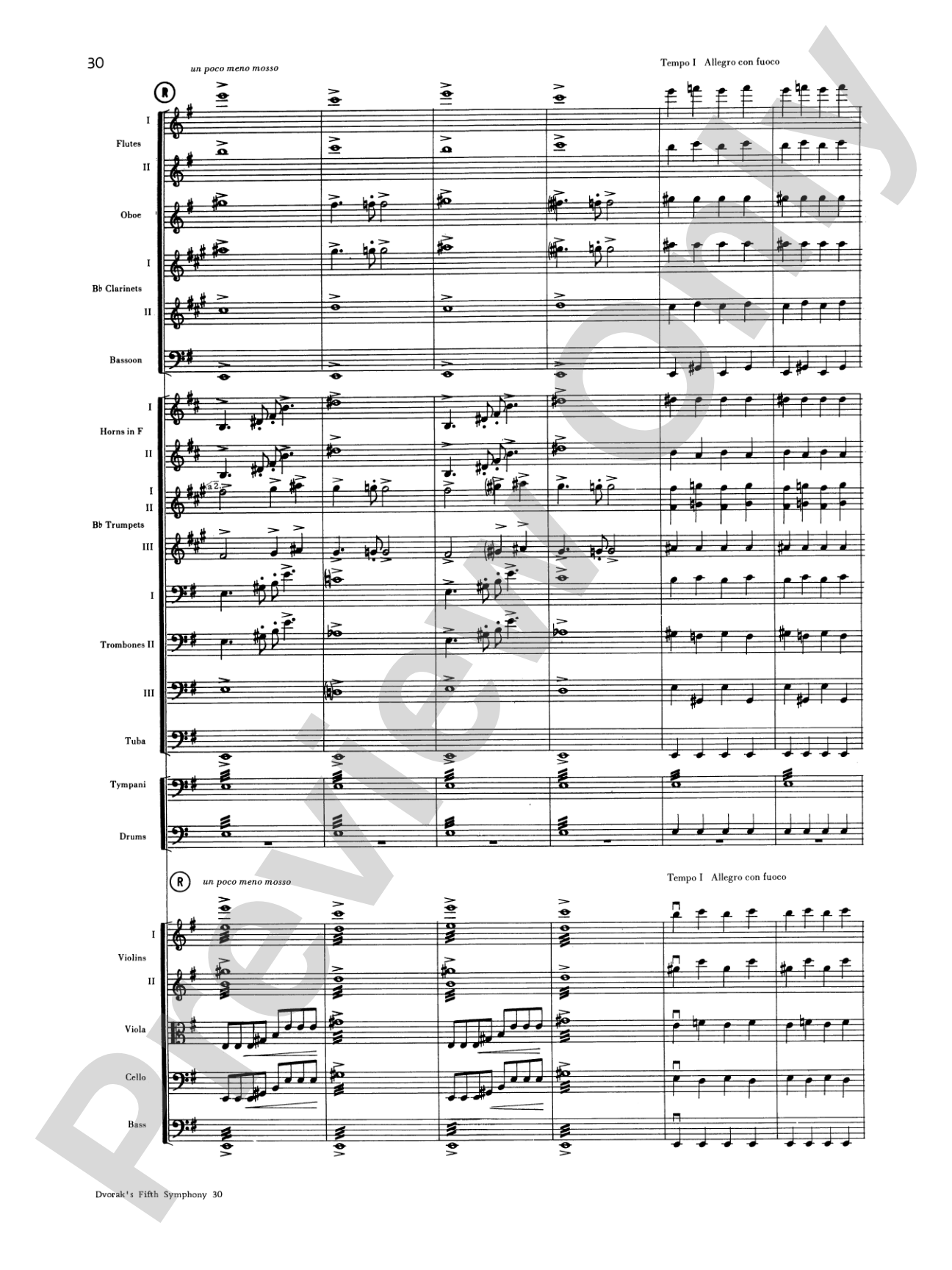 Dvorák's 5th Symphony ("New World," 4th Movement): Full Orchestra Conductor Score & Parts