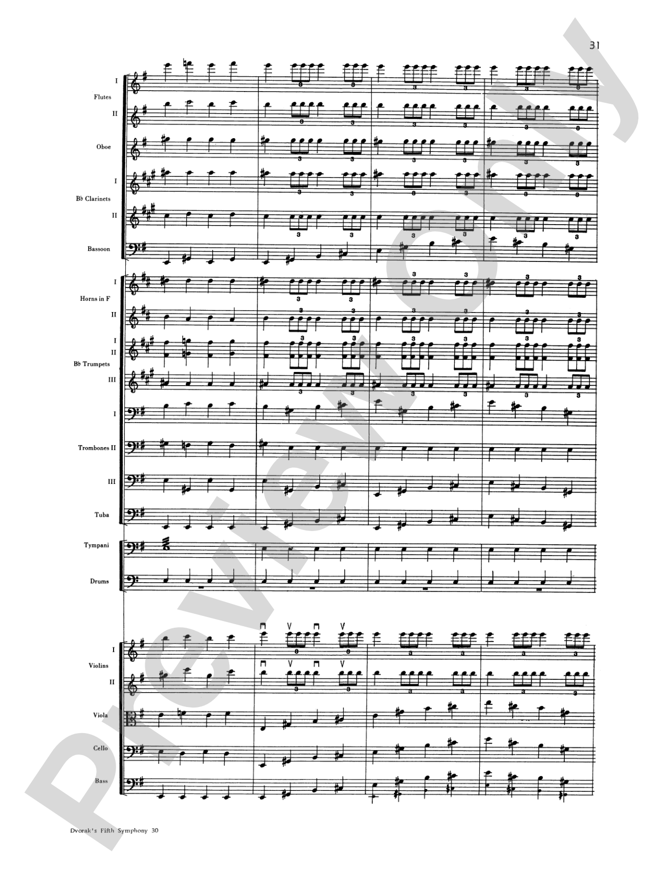 Dvorák's 5th Symphony ("New World," 4th Movement): Full Orchestra Conductor Score & Parts