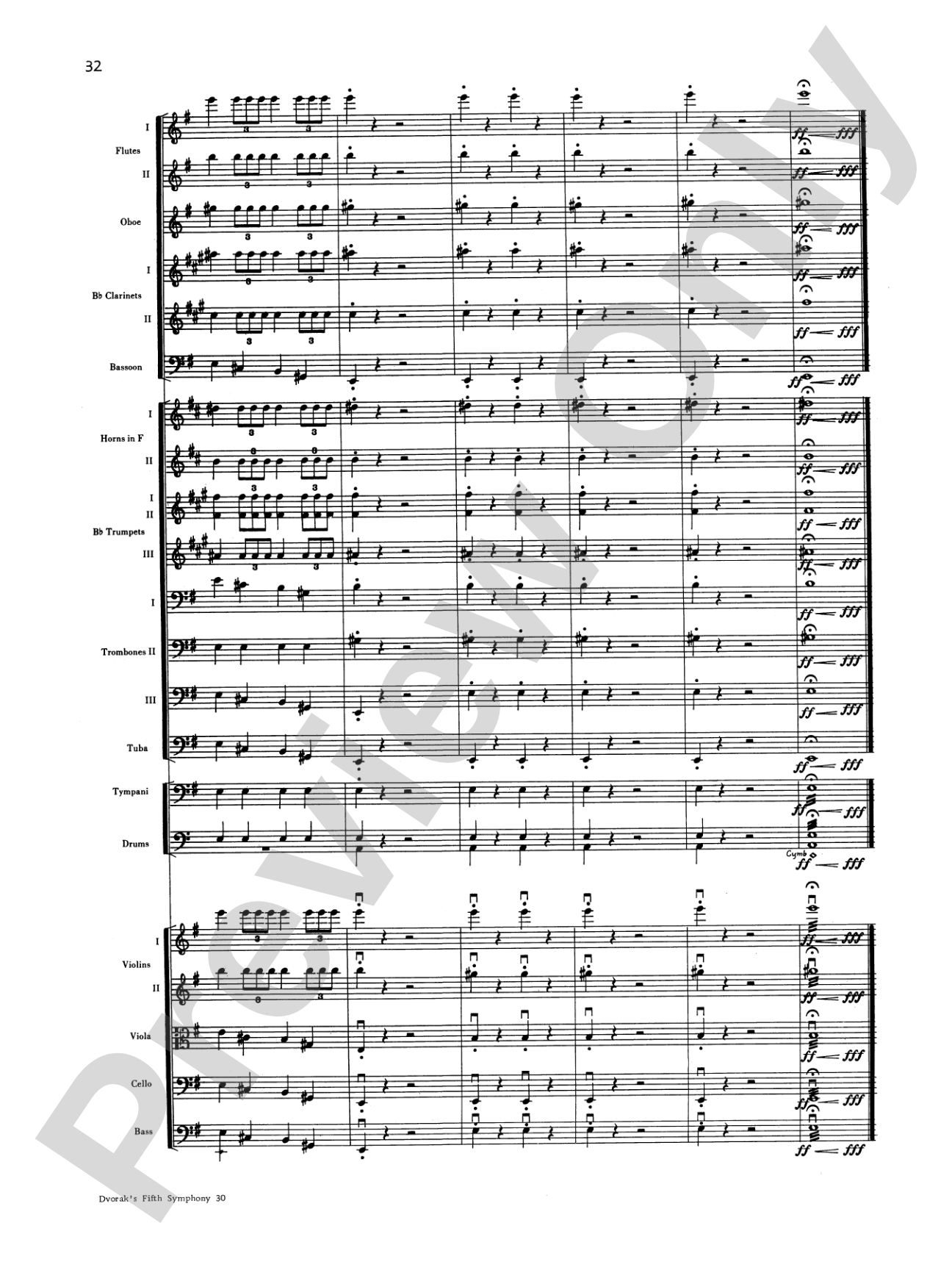 Dvorák's 5th Symphony ("New World," 4th Movement): Full Orchestra Conductor Score & Parts