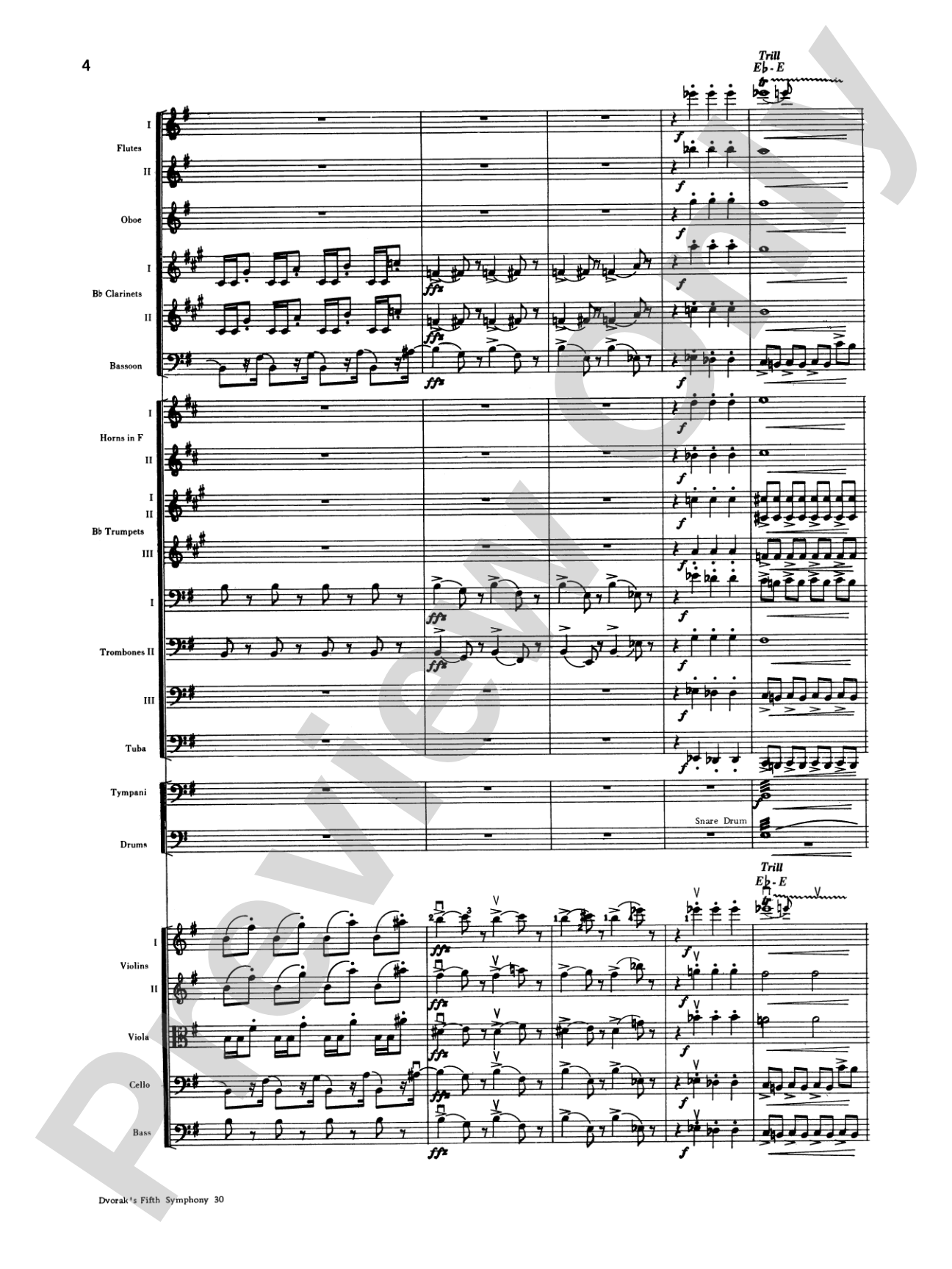 Dvorák's 5th Symphony ("New World," 4th Movement): Full Orchestra Conductor Score & Parts